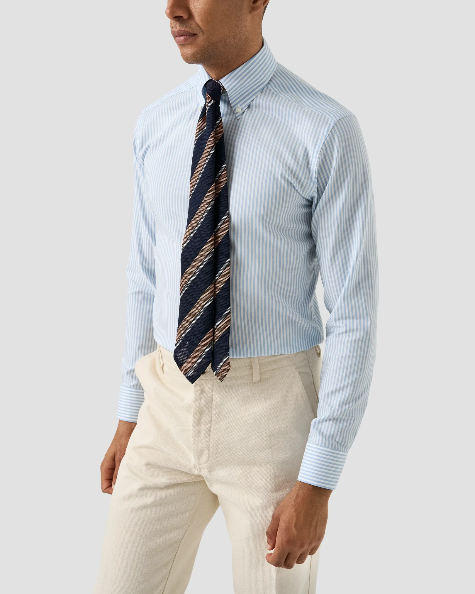 Eton - light blue stripe signature oxford shirt