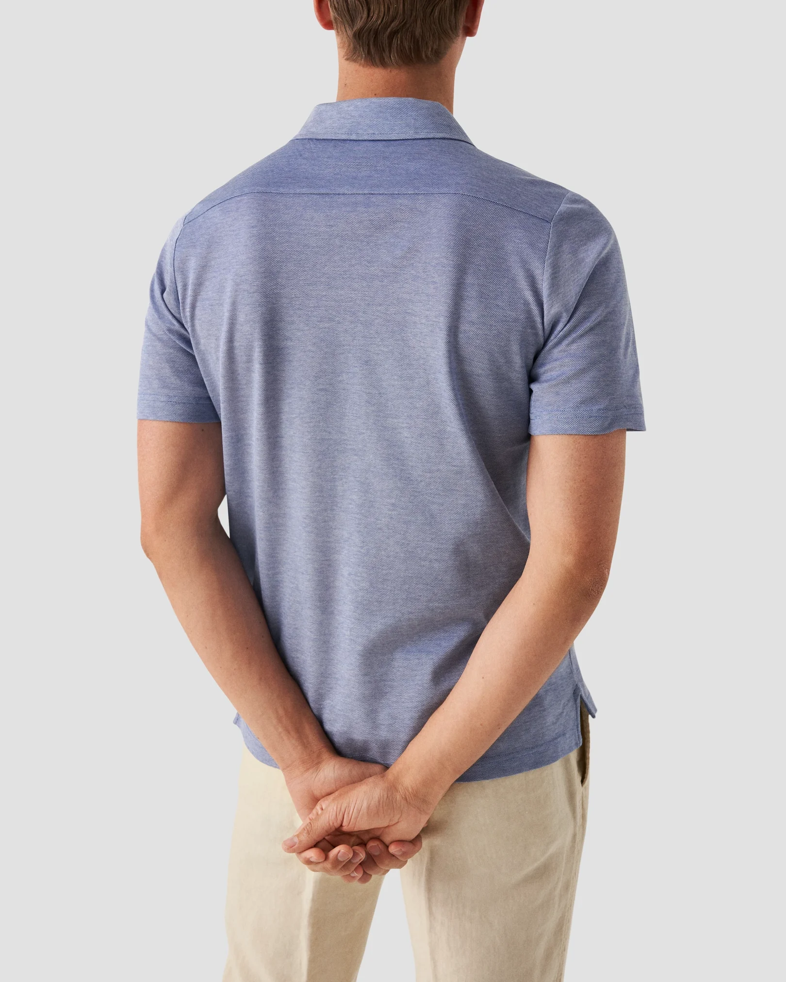 Eton - dark blue oxford pique polo shirt