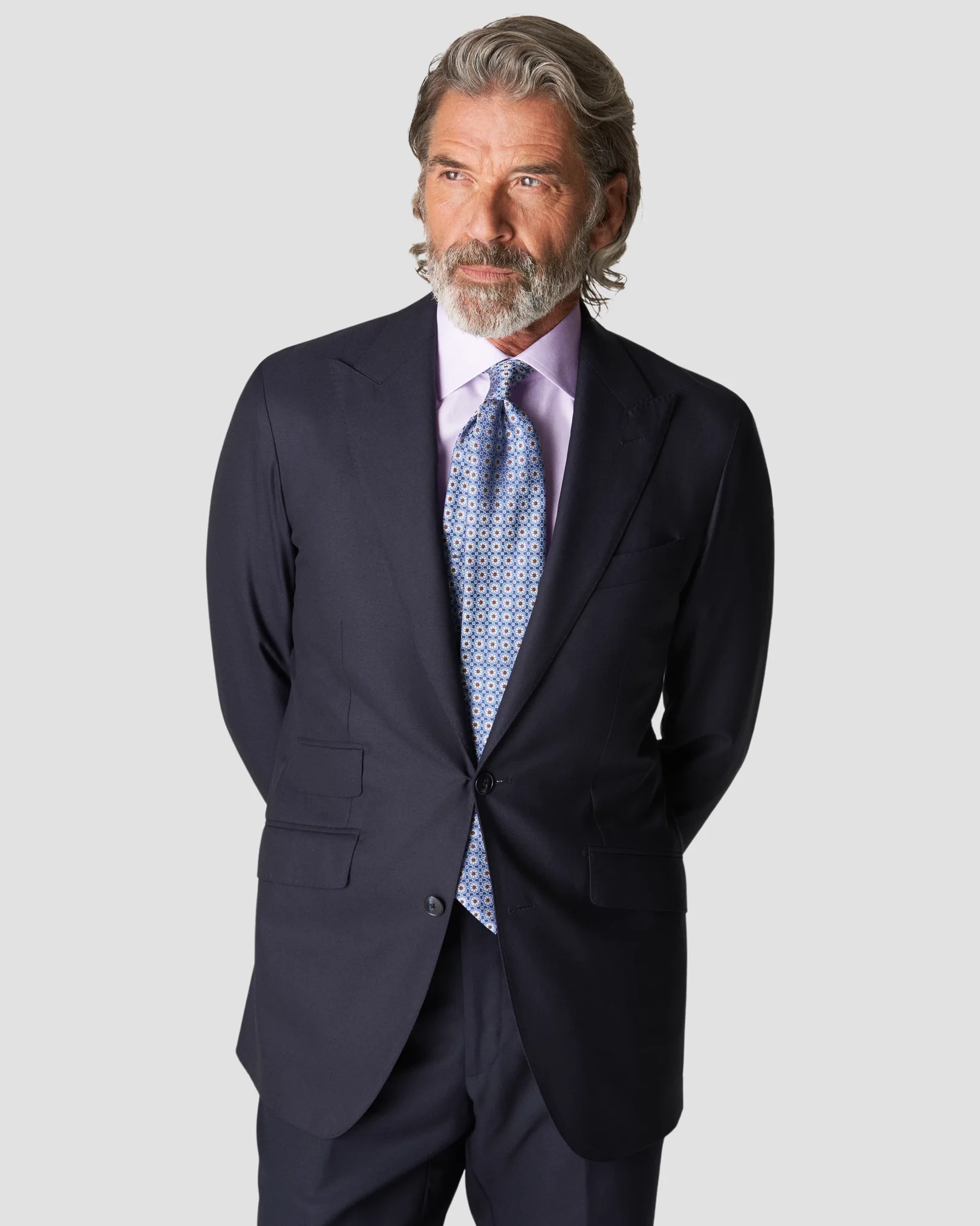Eton - light purple signature twill cutaway shirt