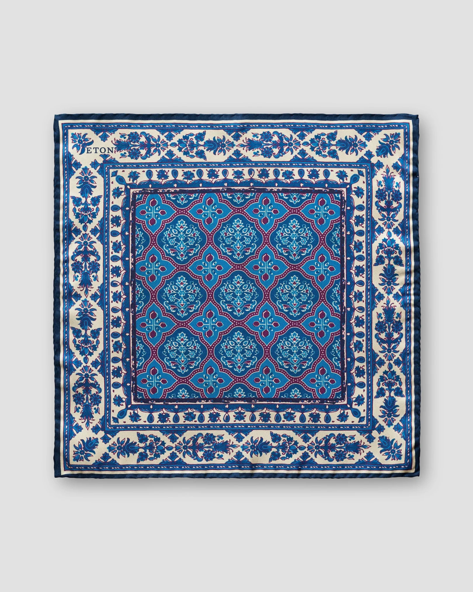 Eton - blue purple medallion pocket square
