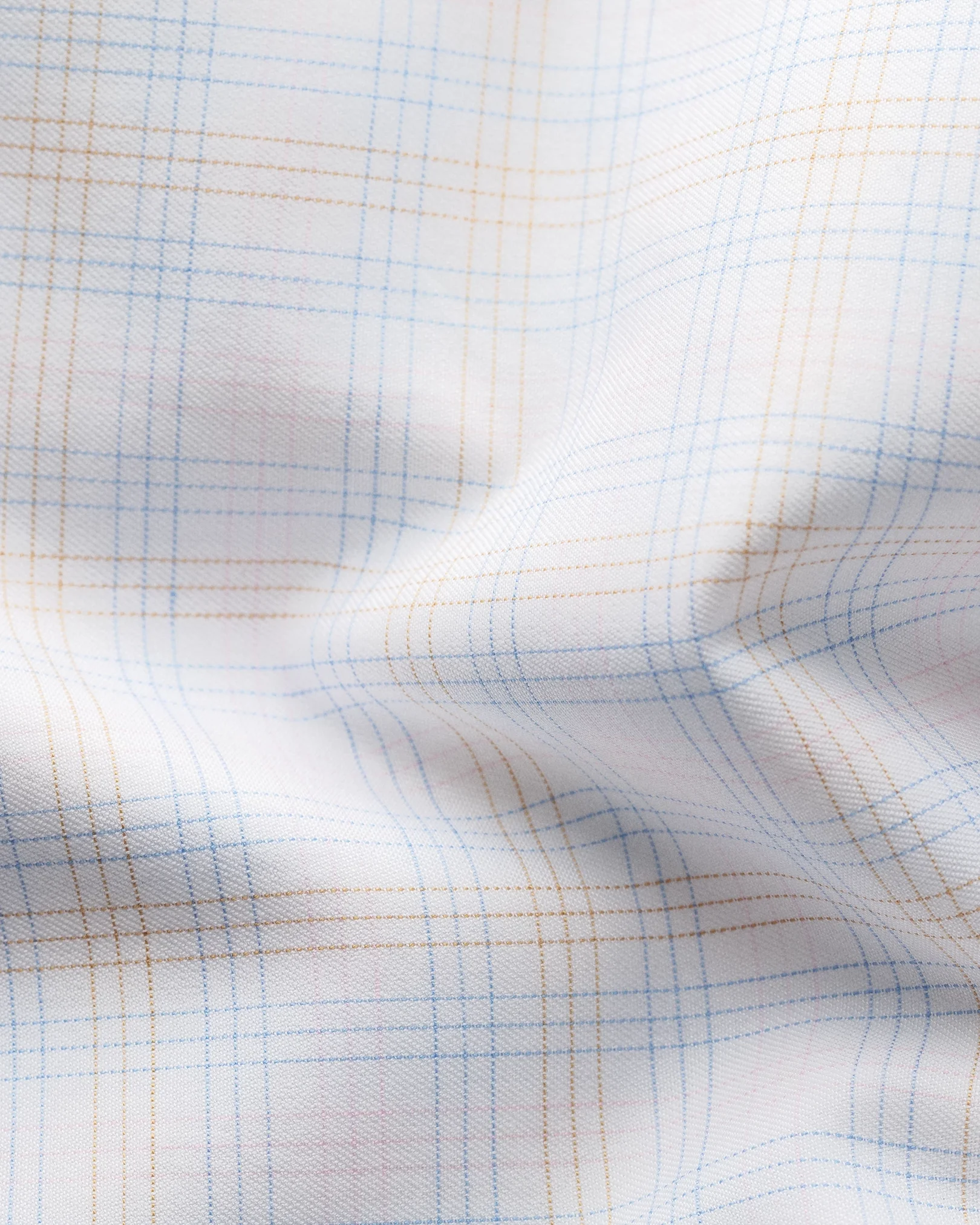 Eton - cotton tencel overcheck shirt extreme cut away