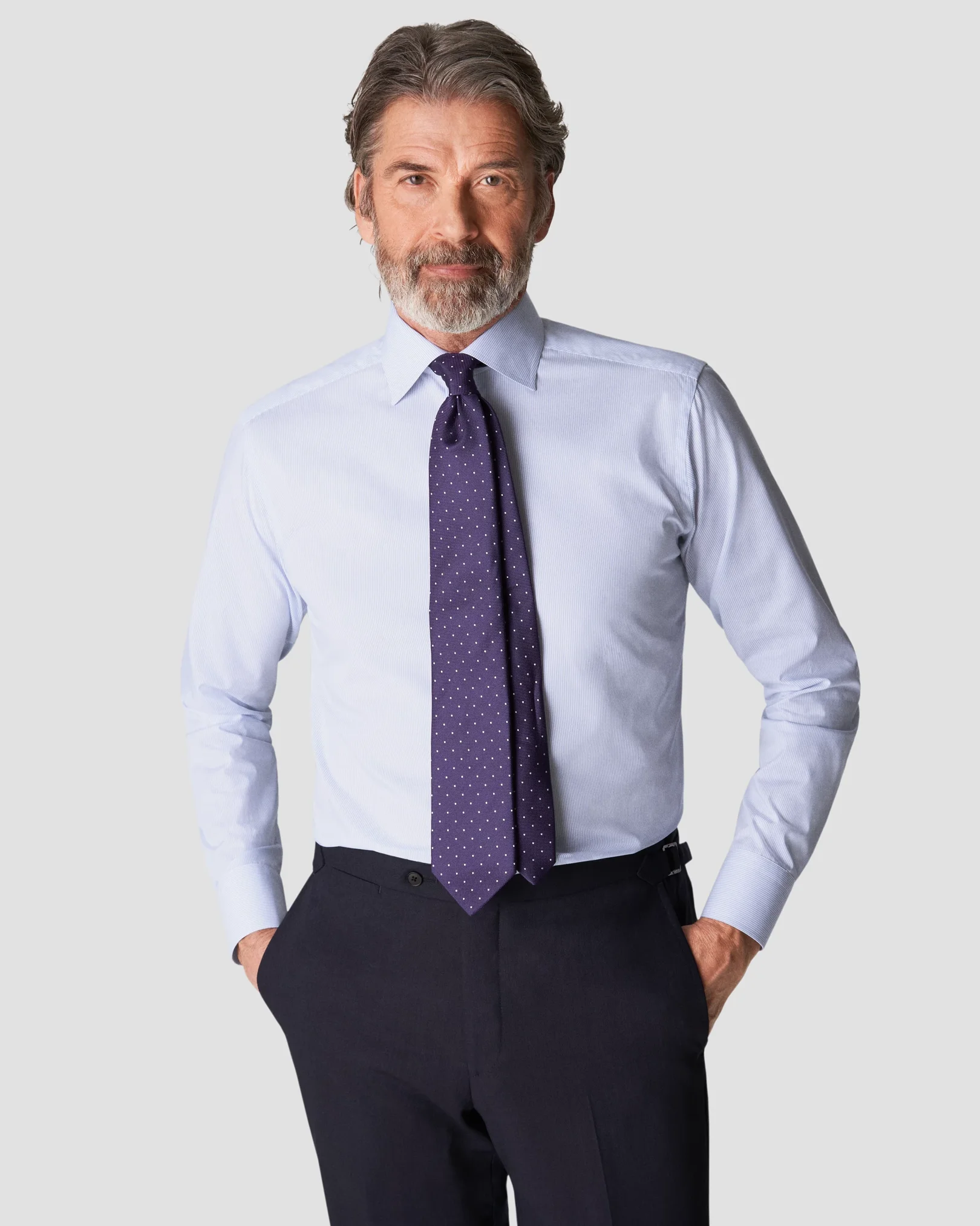 Eton - lightblue striped poplin shirt