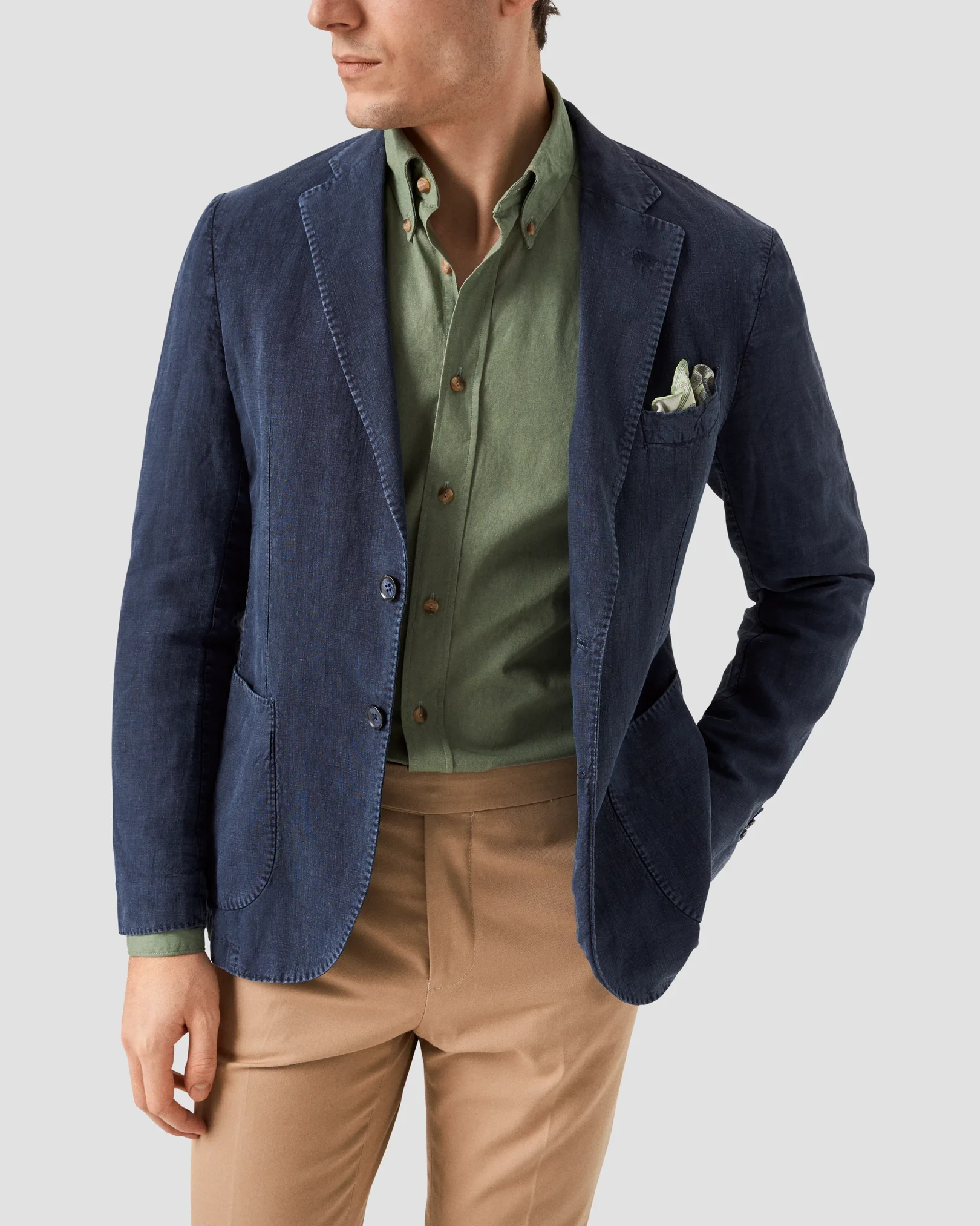 Eton - mid green heavy twill denim