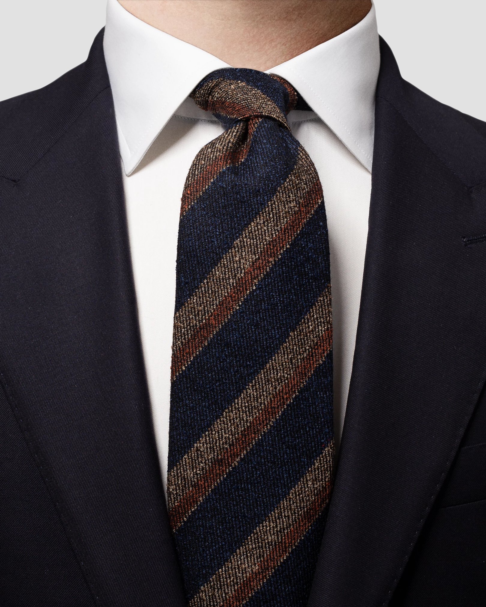 Eton - dark blue striped wool blend tie