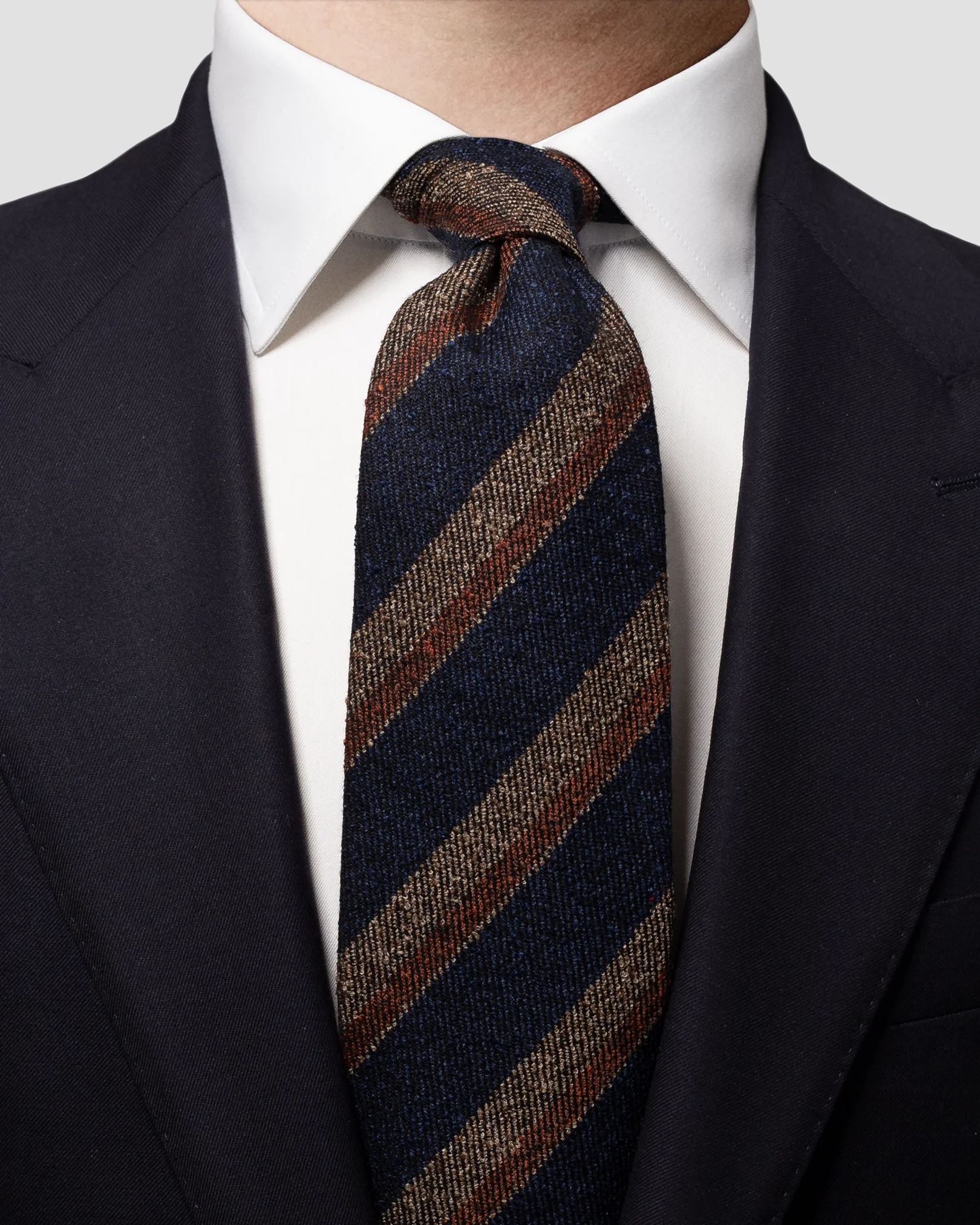 Eton - dark blue striped wool blend tie