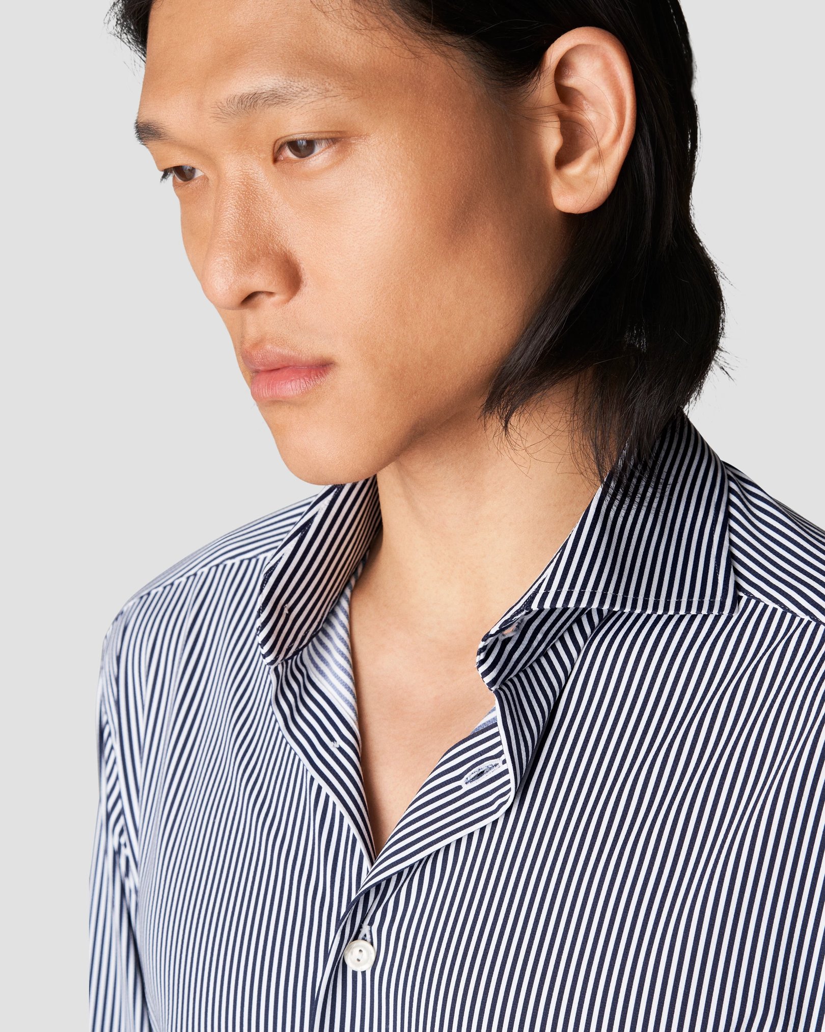 Eton - navy blue four way stretch wide spread