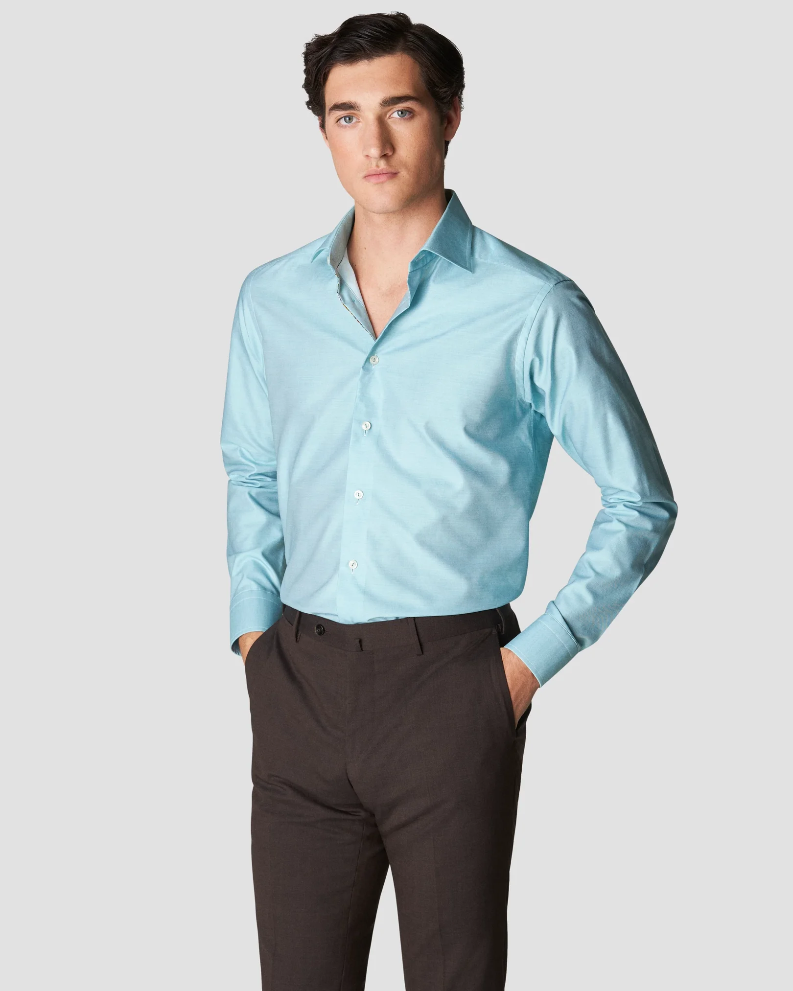Eton - light green signature twill cutaway