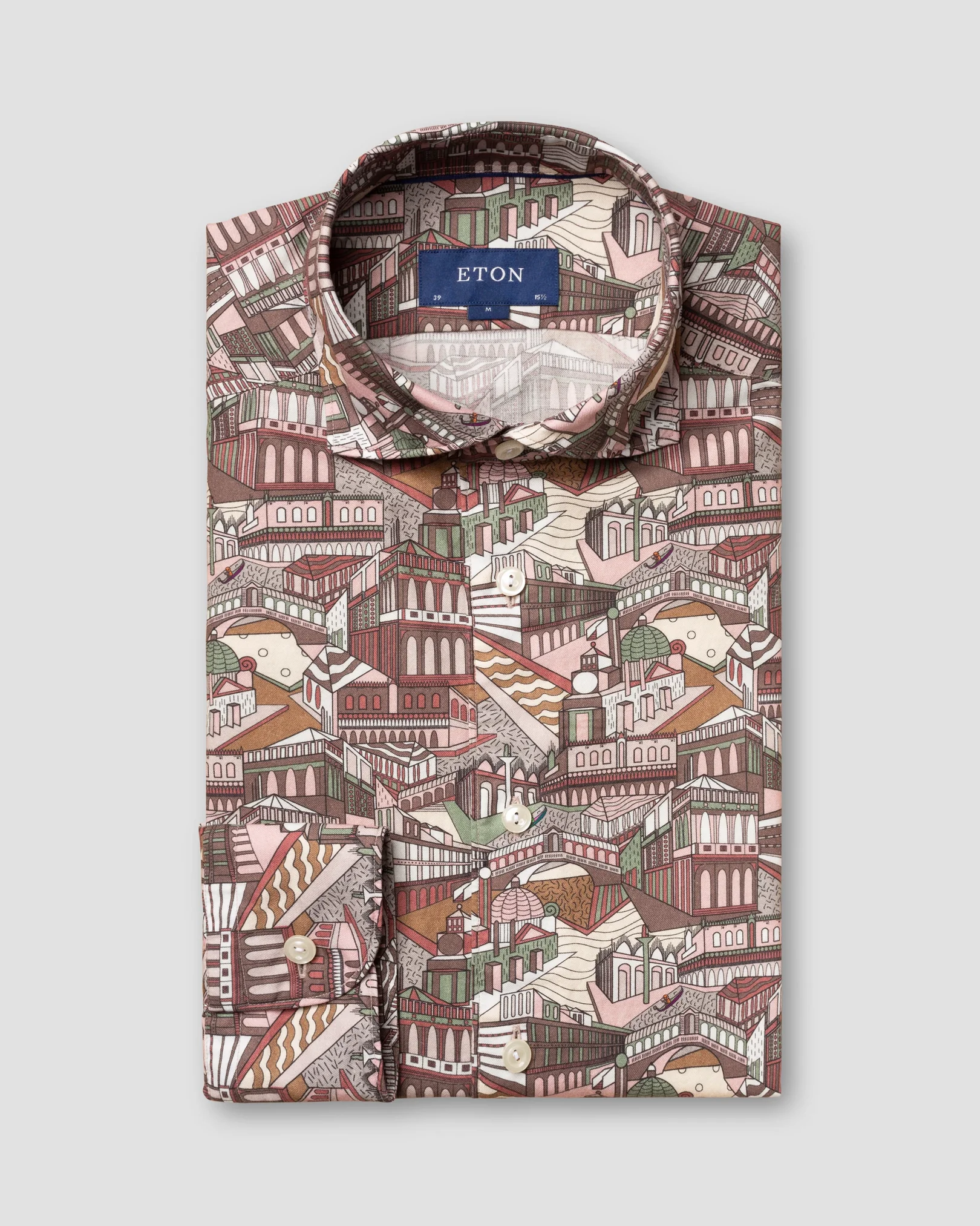 Eton - gray city print cotton silk shirt