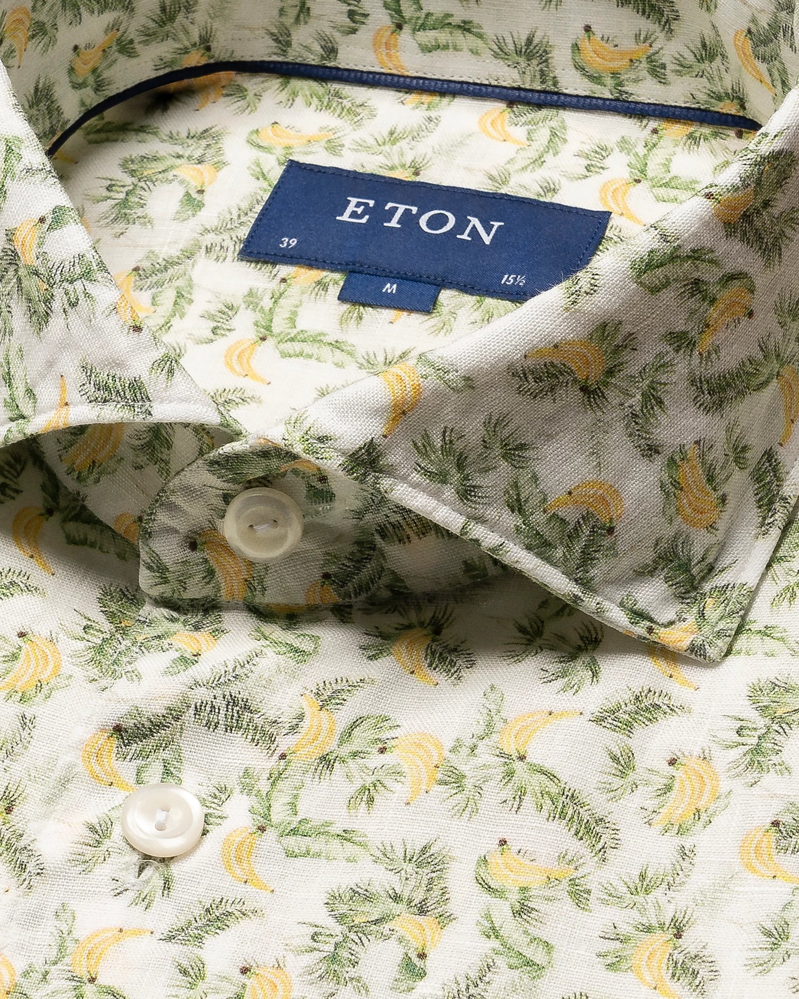 Eton - banana printed linen shirt