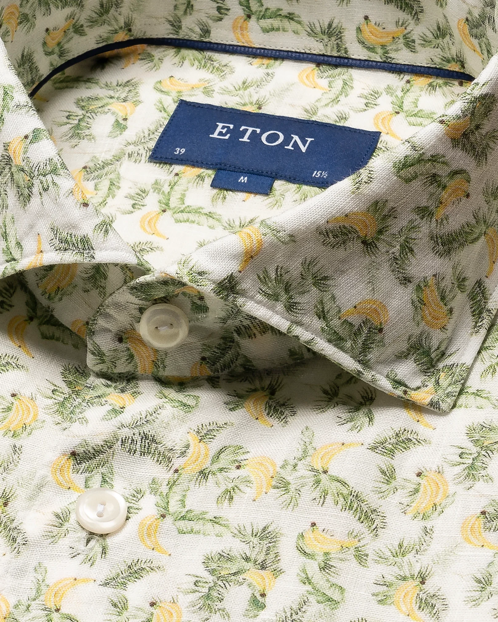 Eton - banana printed linen shirt