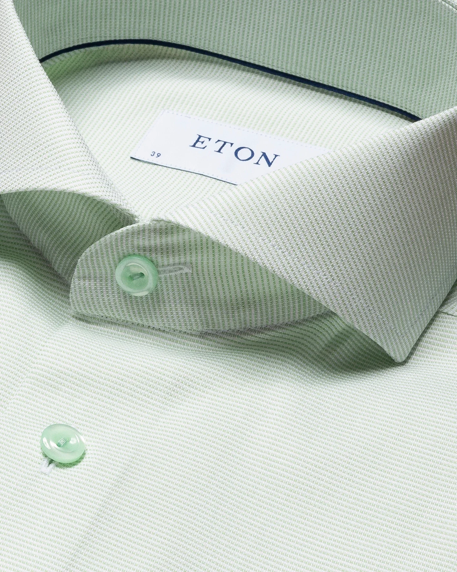 Eton - green twill shirt extreme cut away