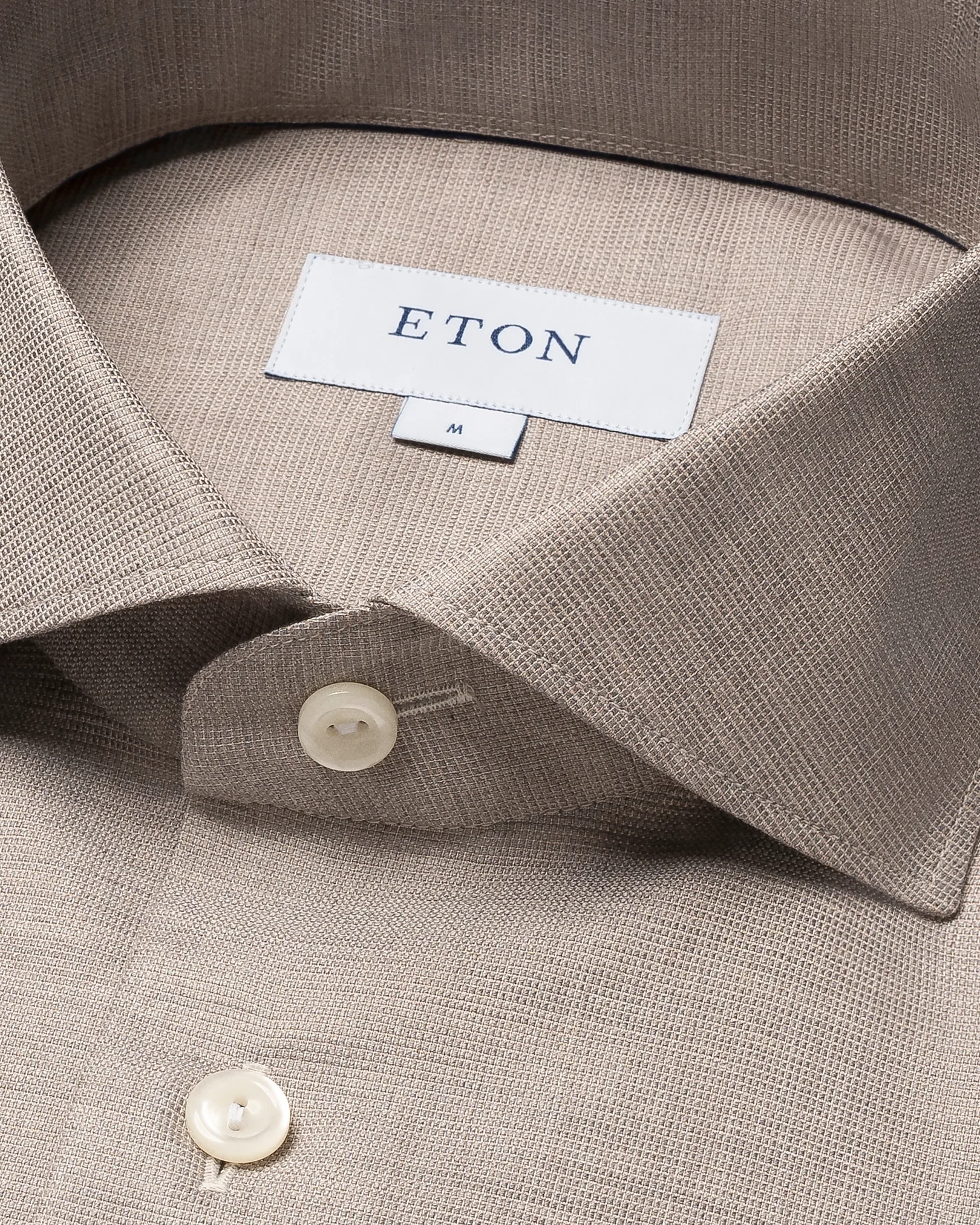 Eton - beige twill wide spread shirt