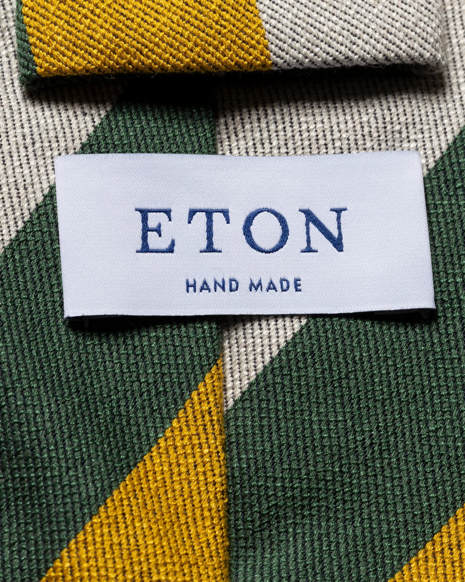 Eton - dark green striped silk cotton tie