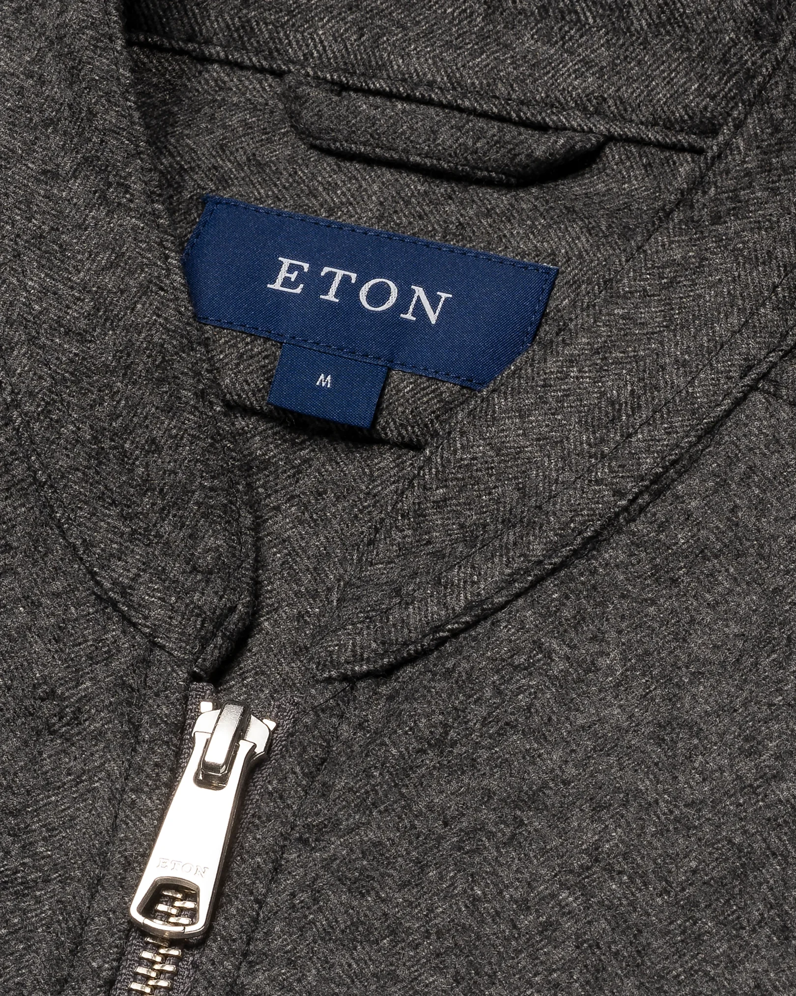 Eton - dark grey heavy flannel stand collar low no cuff vest