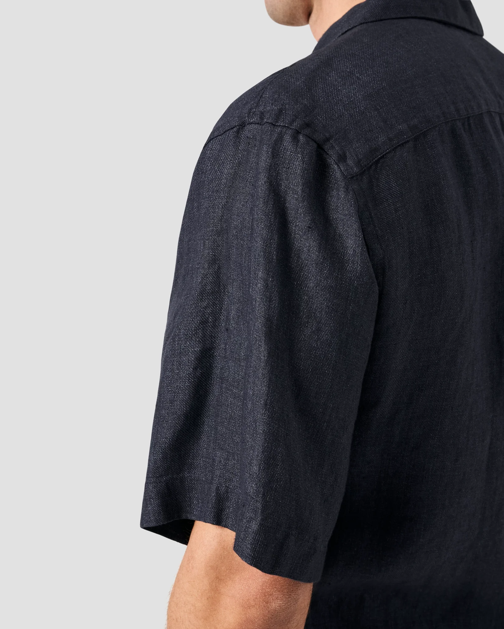 Eton - Navy Heavy Linen Resort Shirt