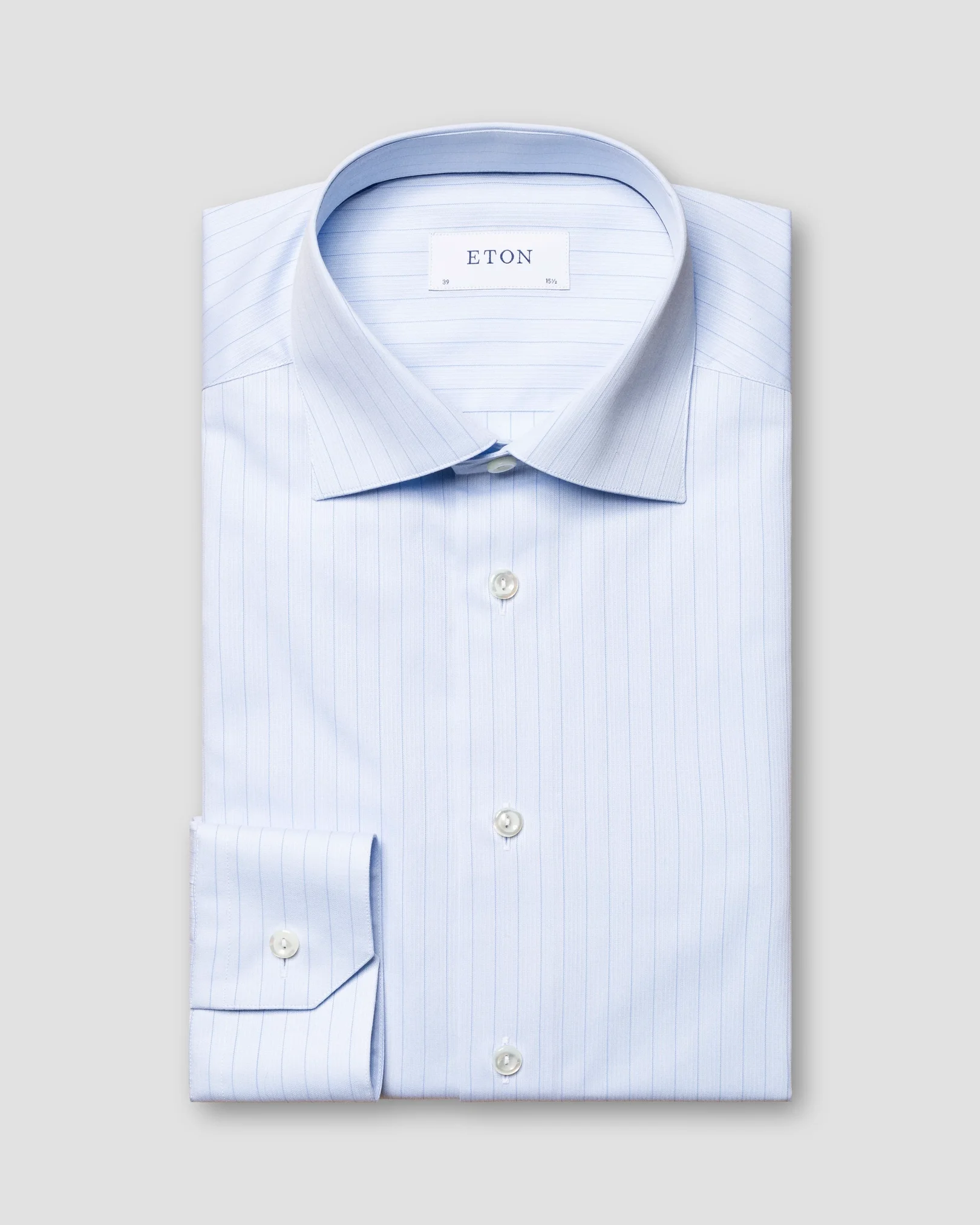 Eton - light blue fine twill cutaway striped