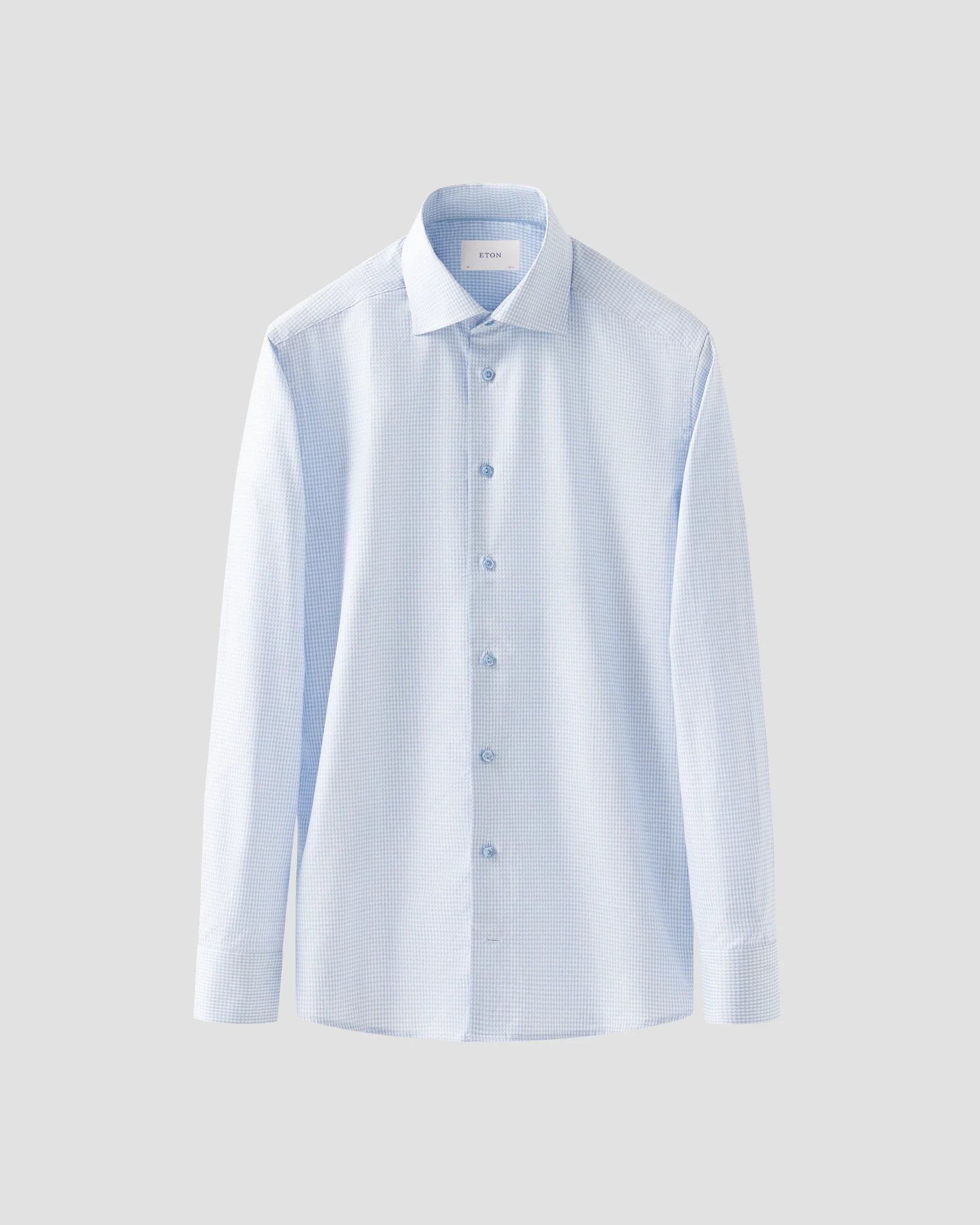 Eton - light blue check signature dobby shirt