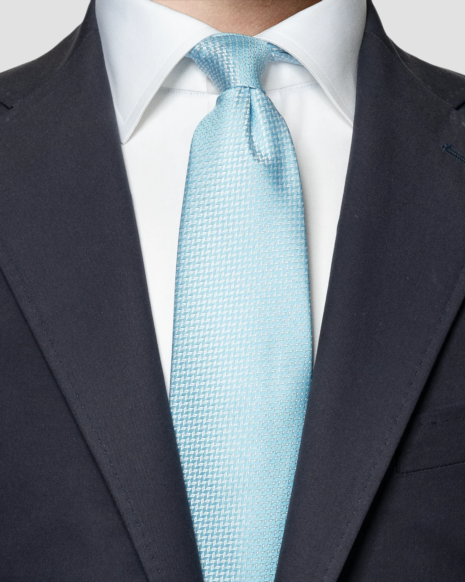 Eton - mid blue jacquard silk tie