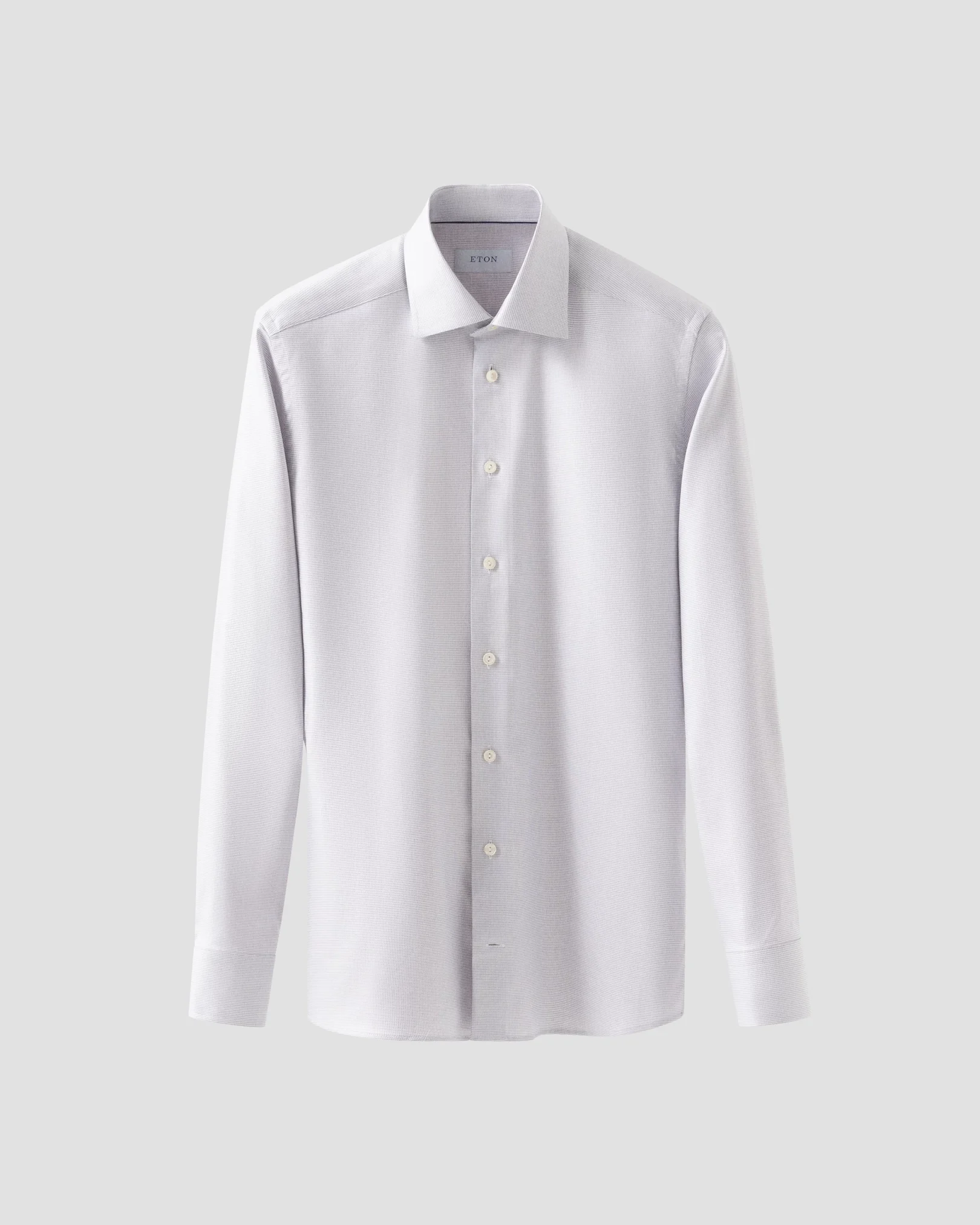 Eton - beige semi solid cotton tencel tm lyocell shirt