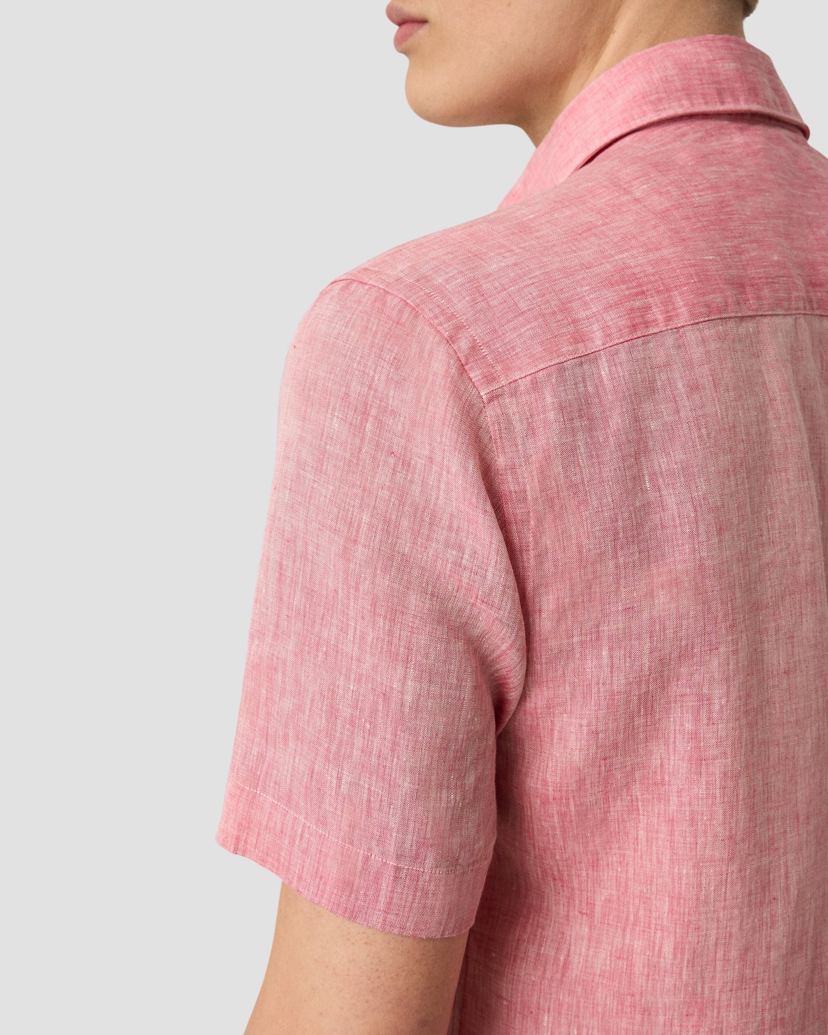 Eton - red solid short sleeve linen shirt