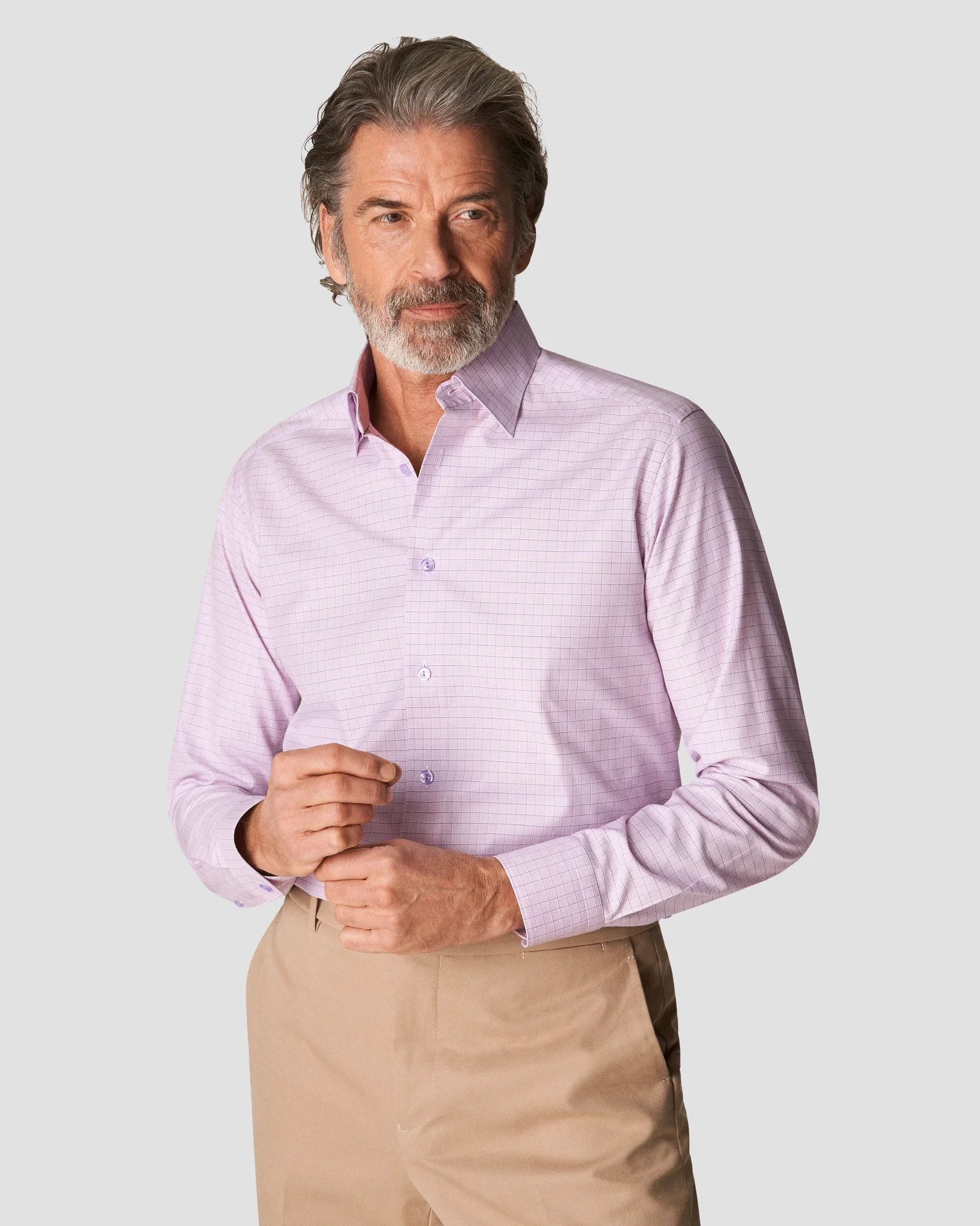 Eton - light purple twill buttonunder