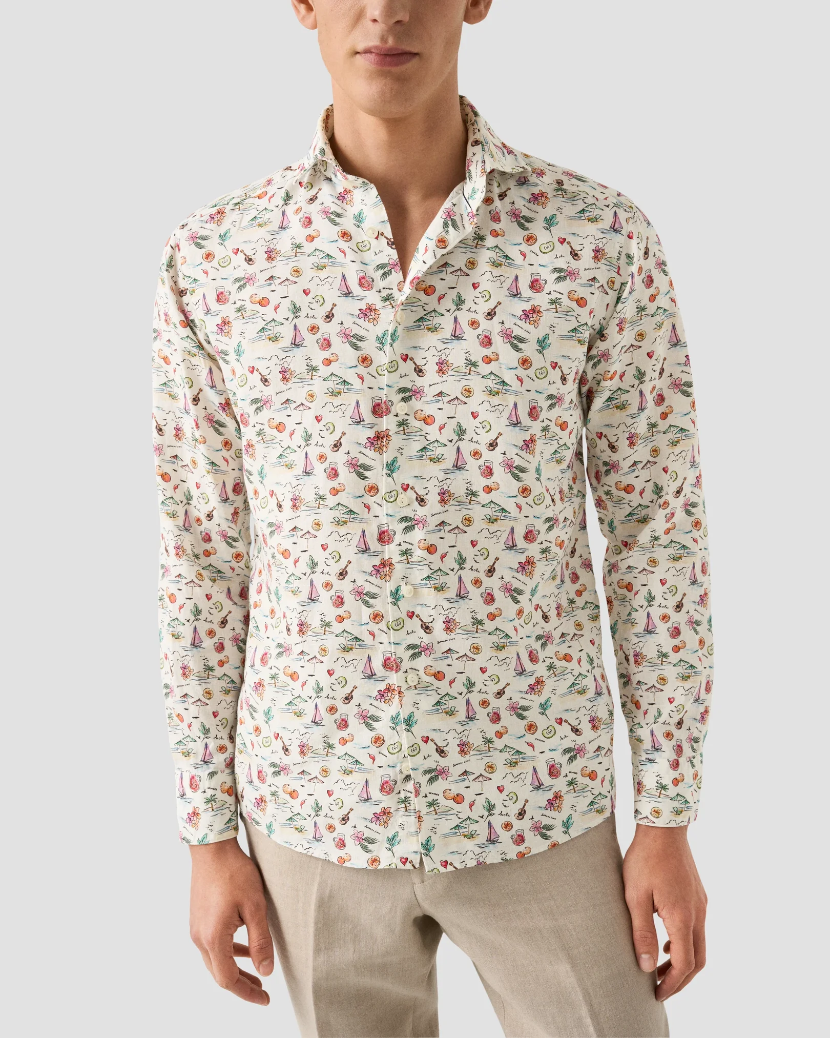 Eton - Motif Print Linen Shirt