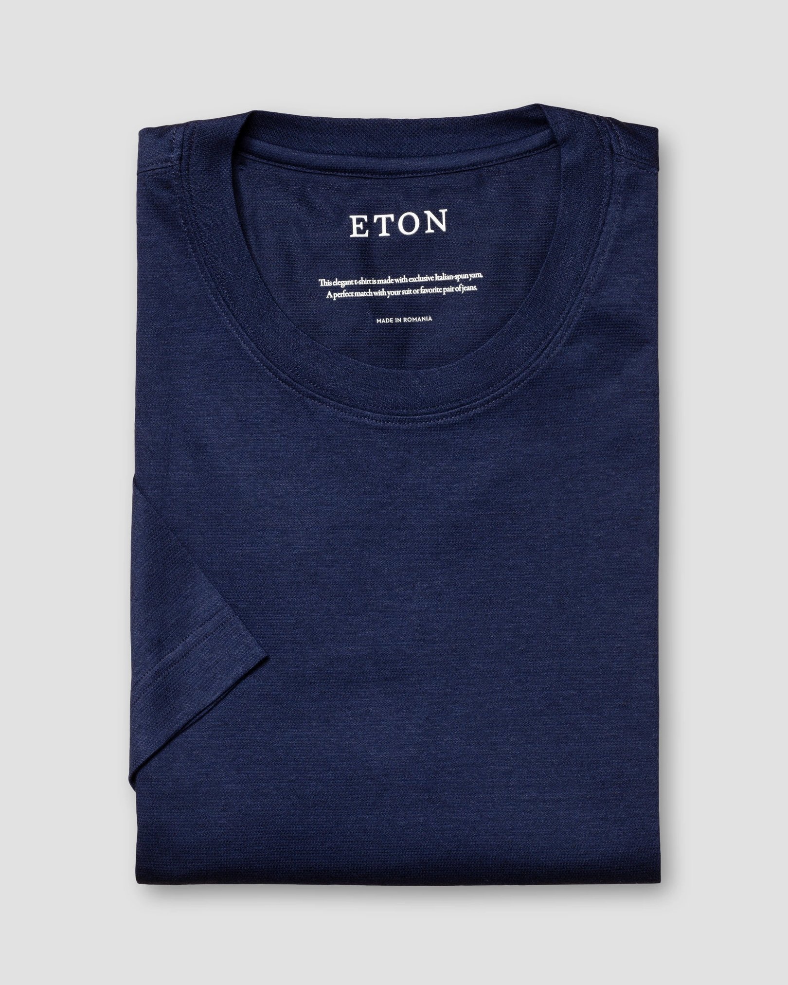 Eton - Baumwoll-Leinen-T-Shirt in Navy