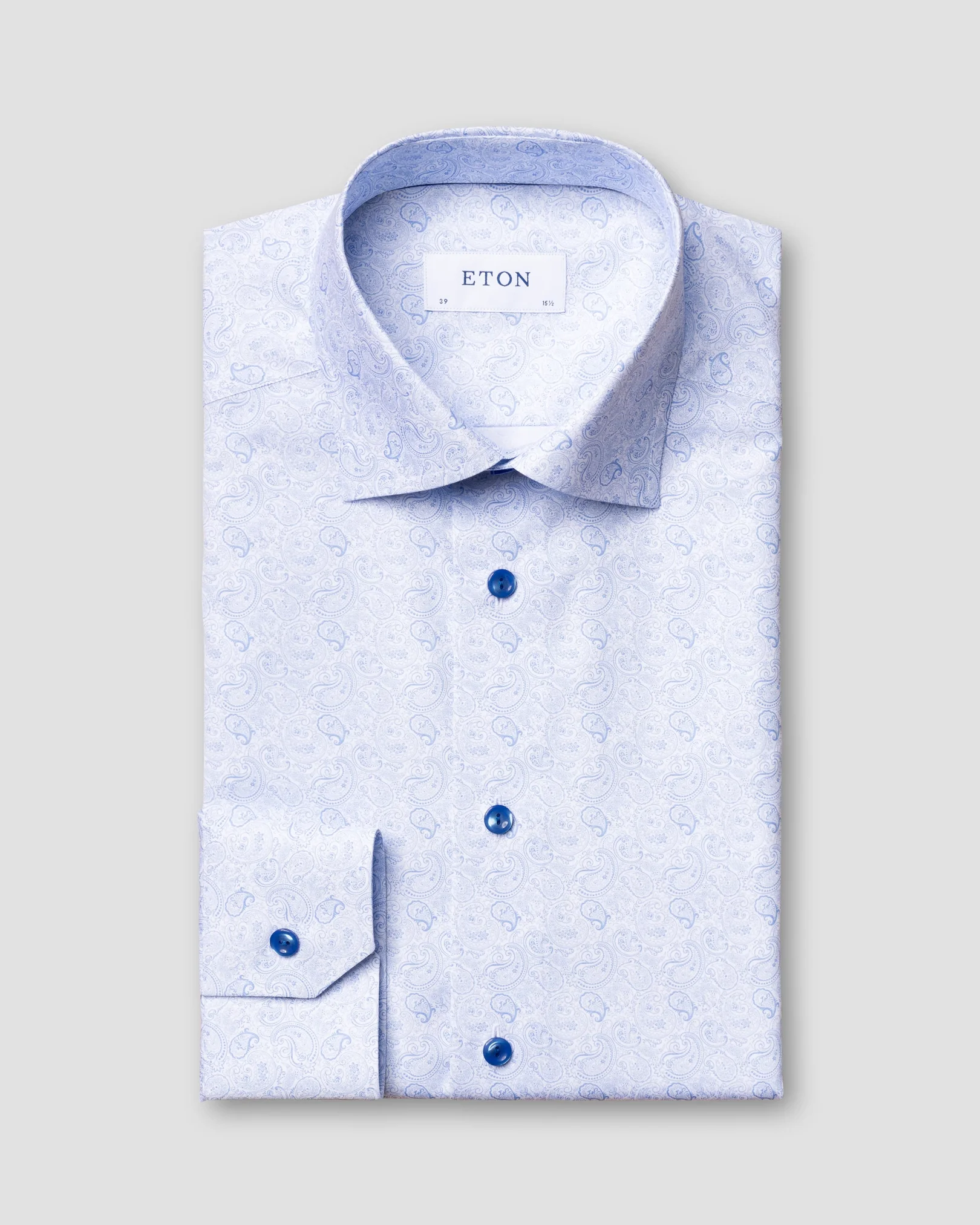 Eton - light blue paisley printed shirt