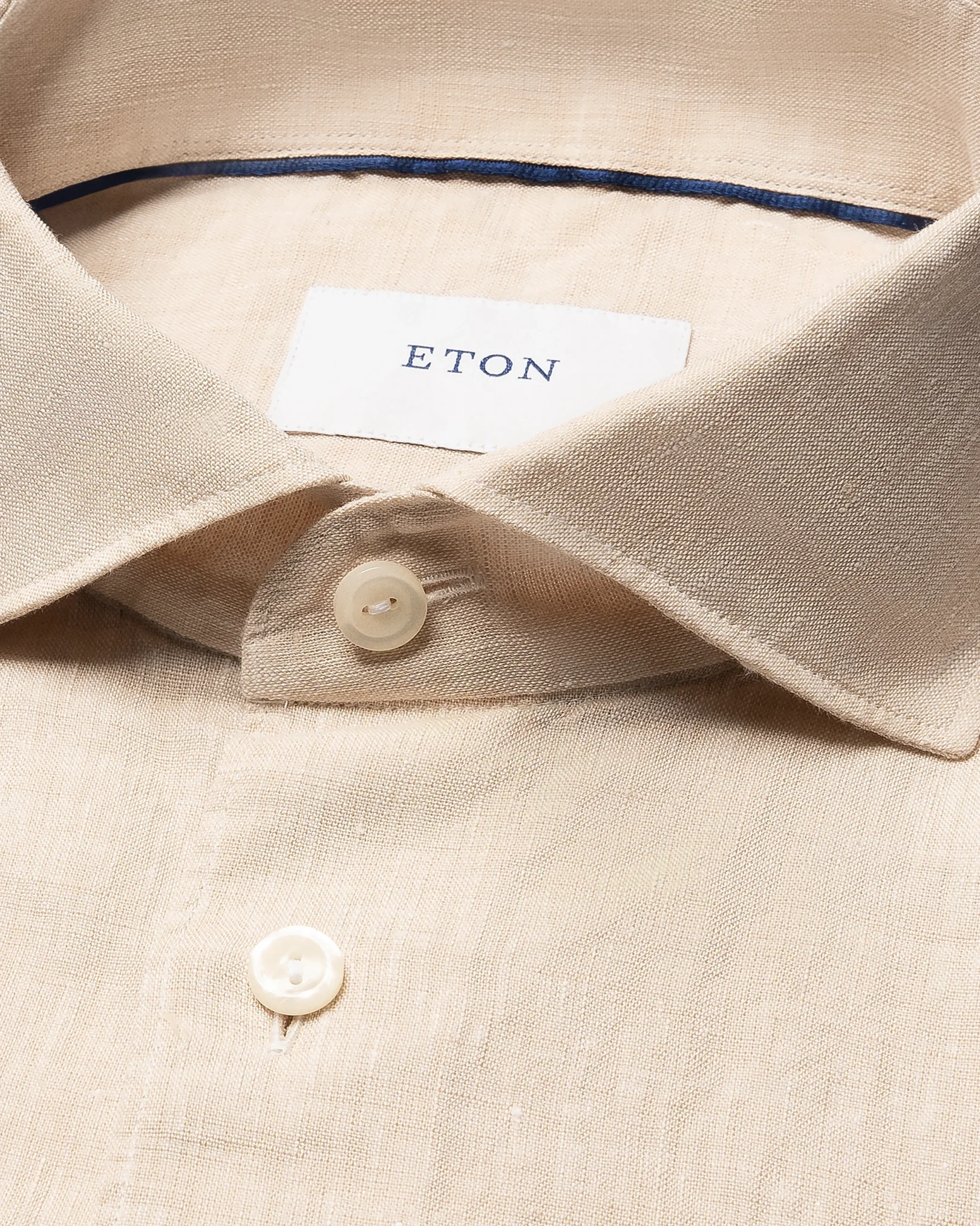 Eton - beige solid short sleeve linen shirt