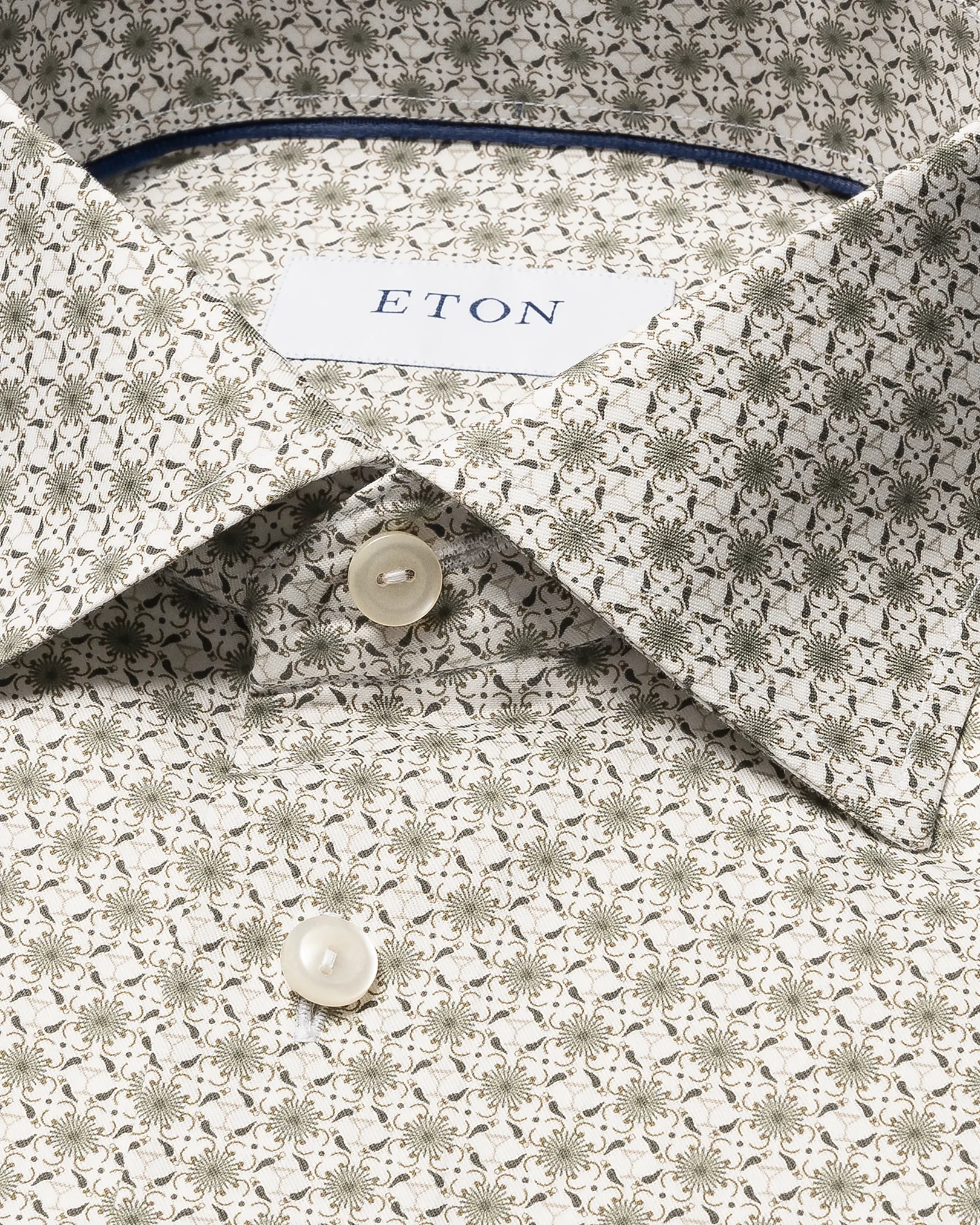 Eton - beige geometric signature twill shirt