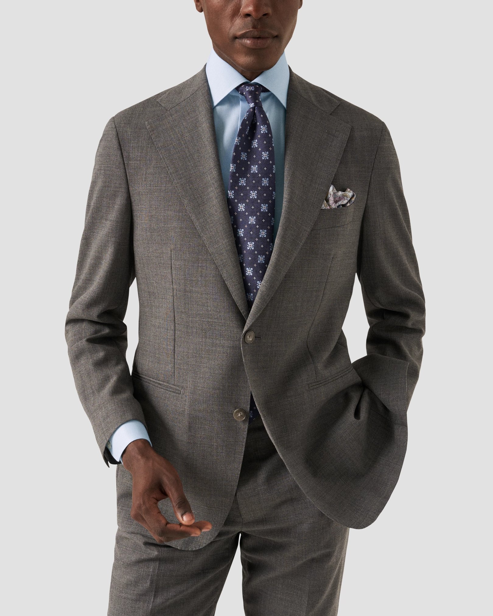 Eton - light blue solid twill shirt