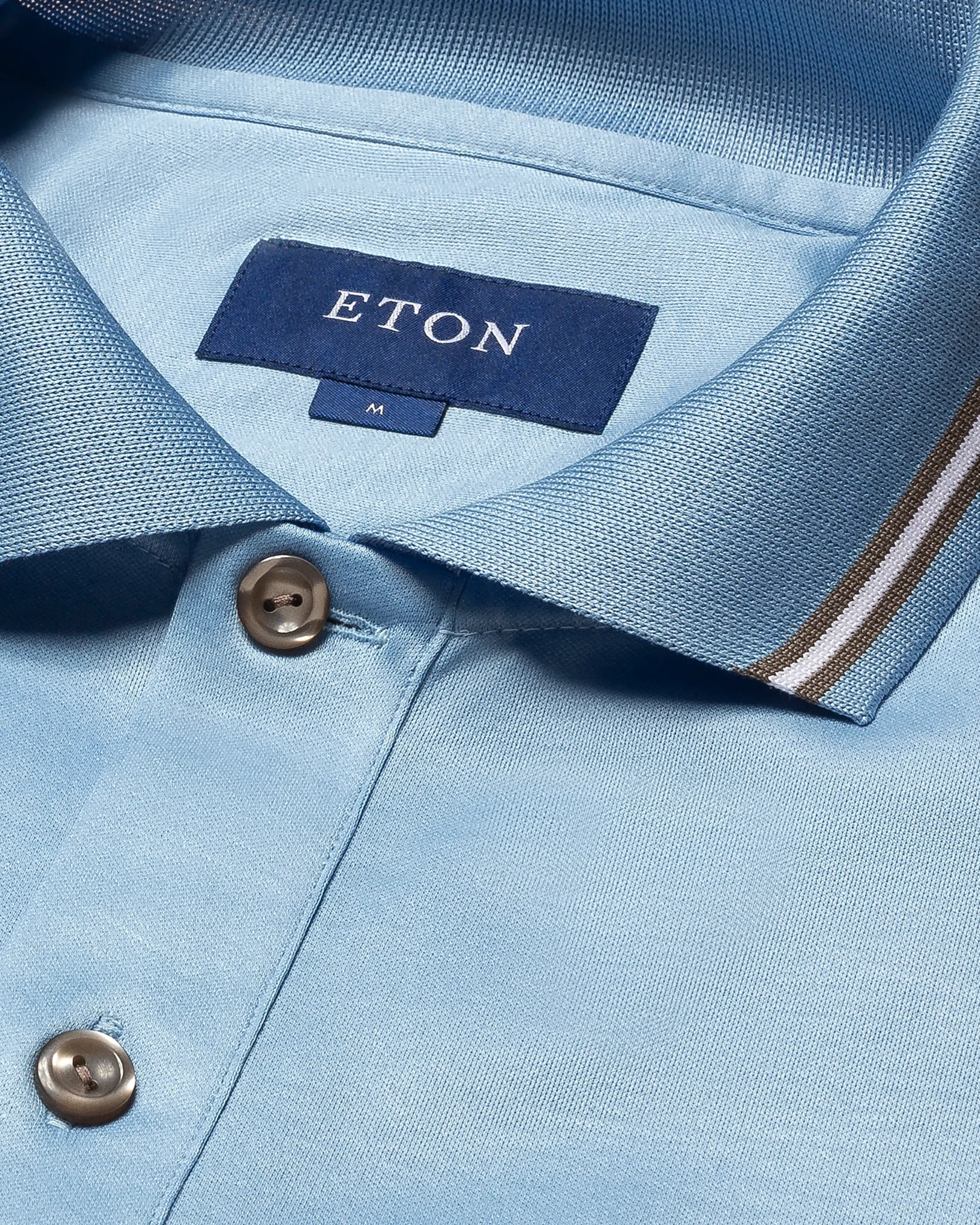 Eton - light blue jersey knitted collar no cuff jersey long sleeve regular fit jersey