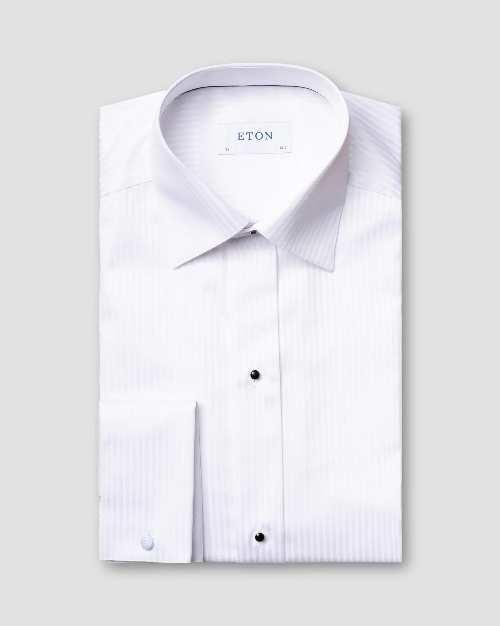 Eton - white satin striped evening shirt