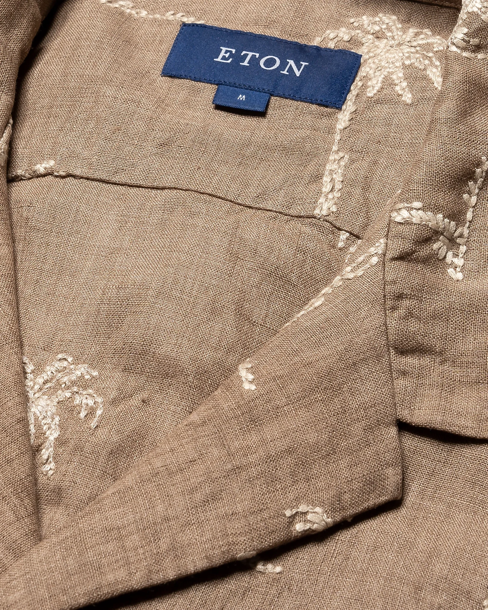 Eton - palm tree embroidery linen shirt