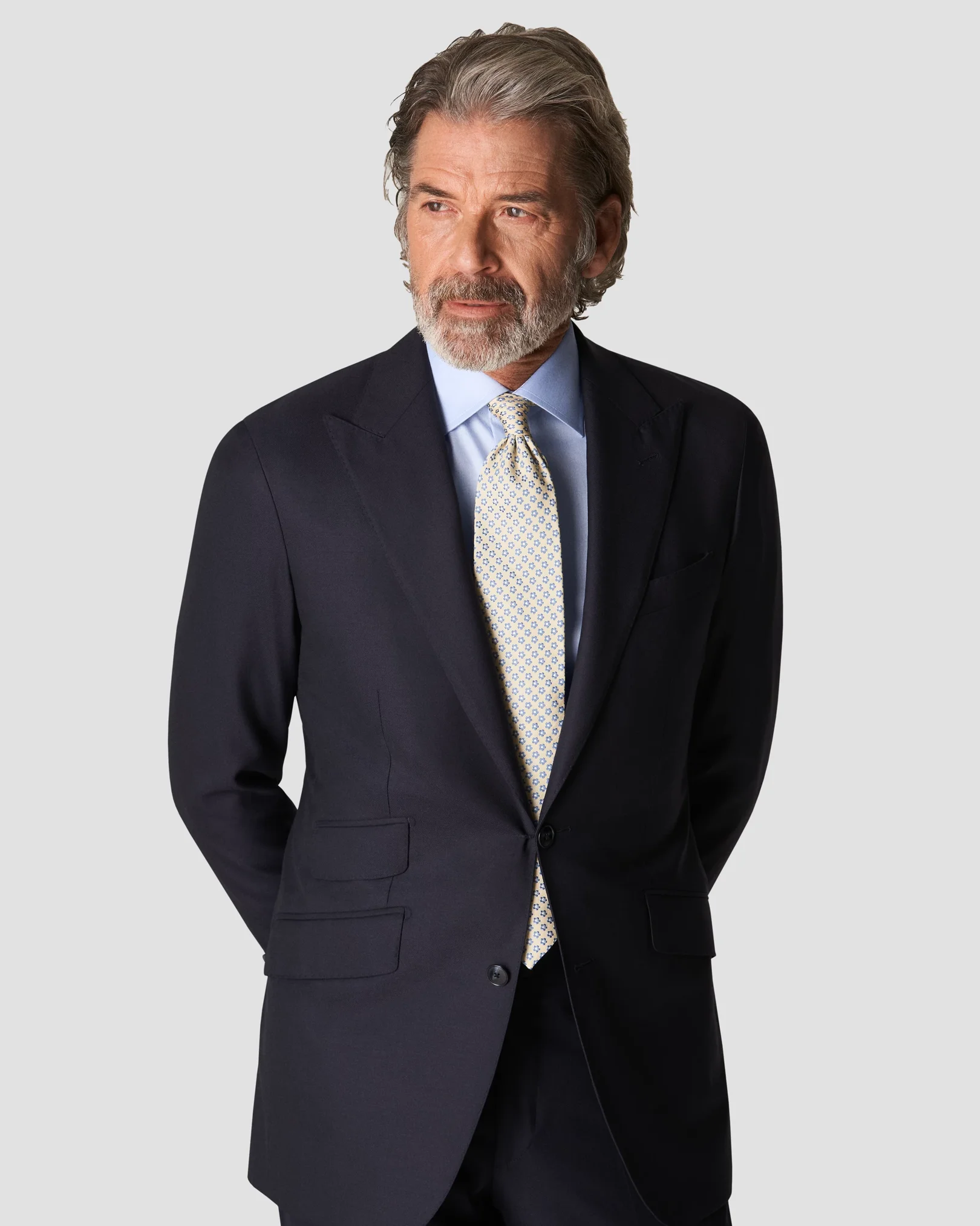 Eton - light blue signature twill flower details