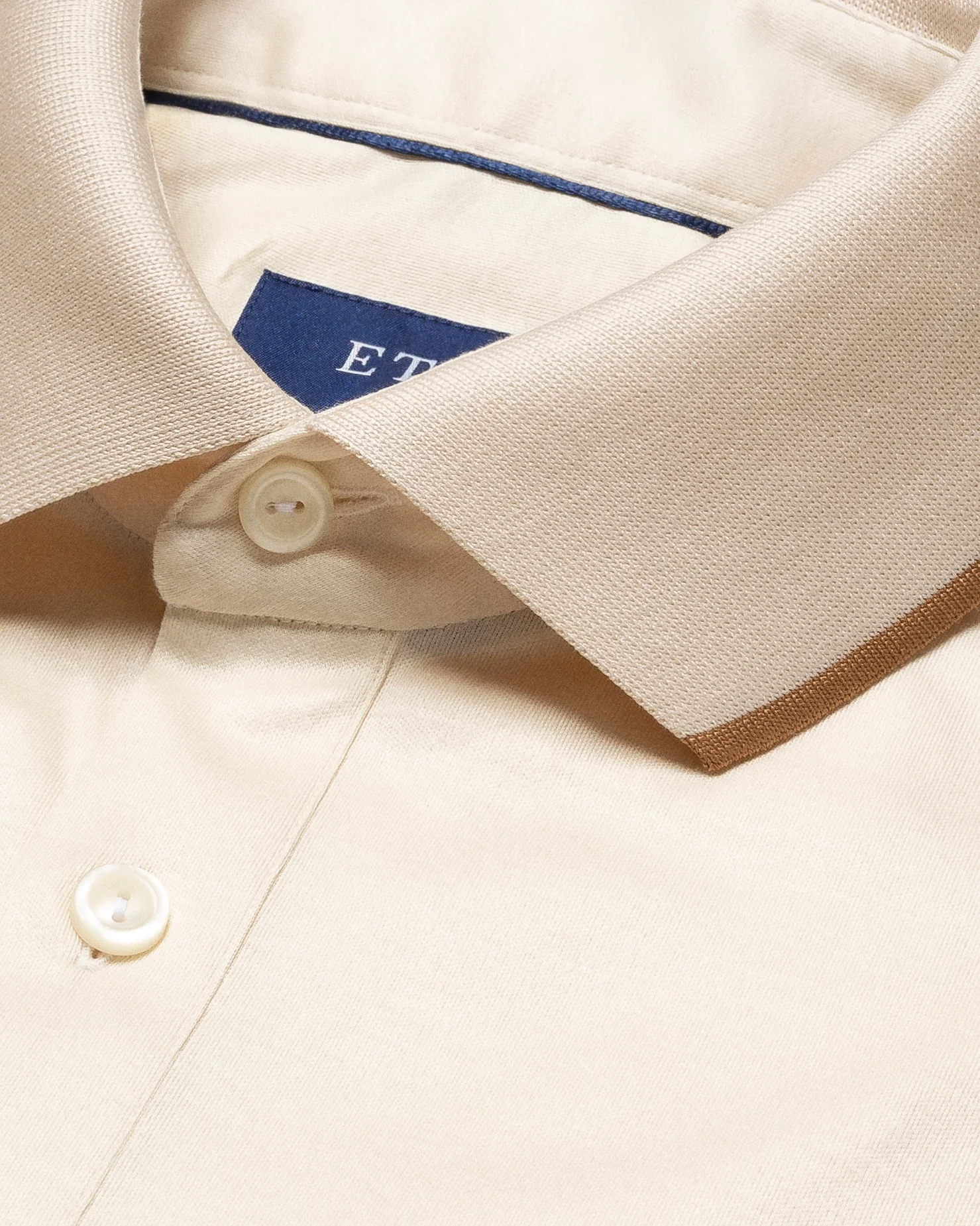 Eton - light brown filo di scozia pop over shirt