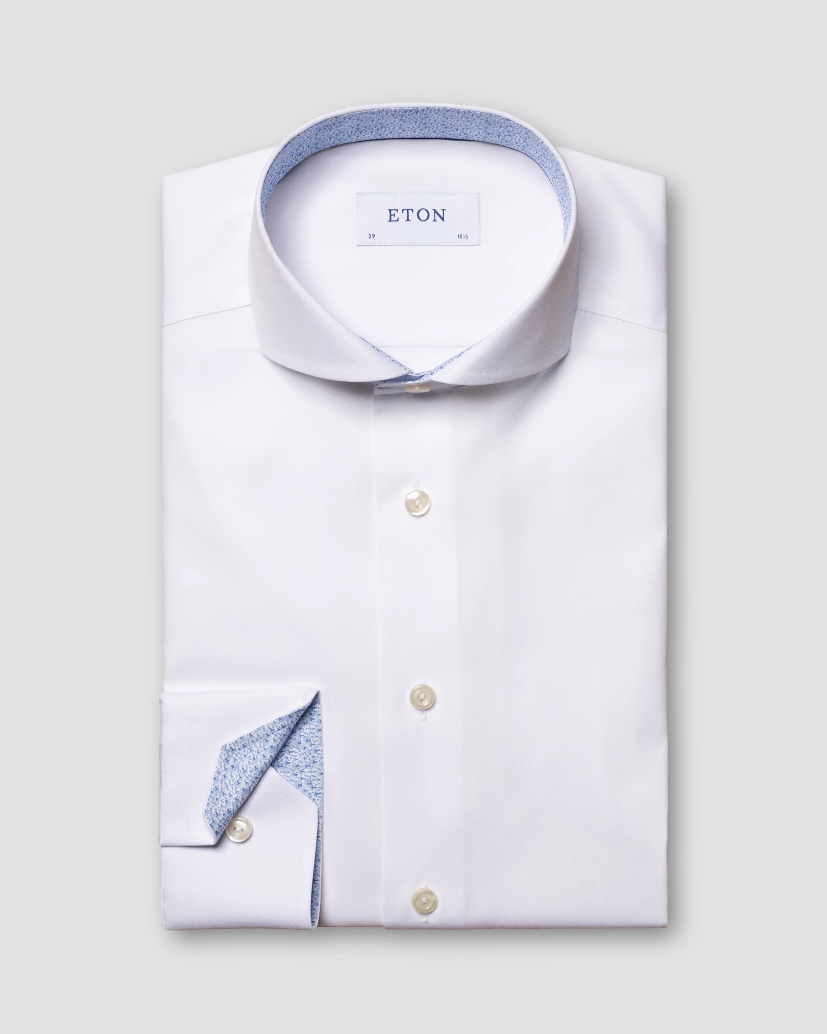 Eton - white poplin shirt mushroom print details
