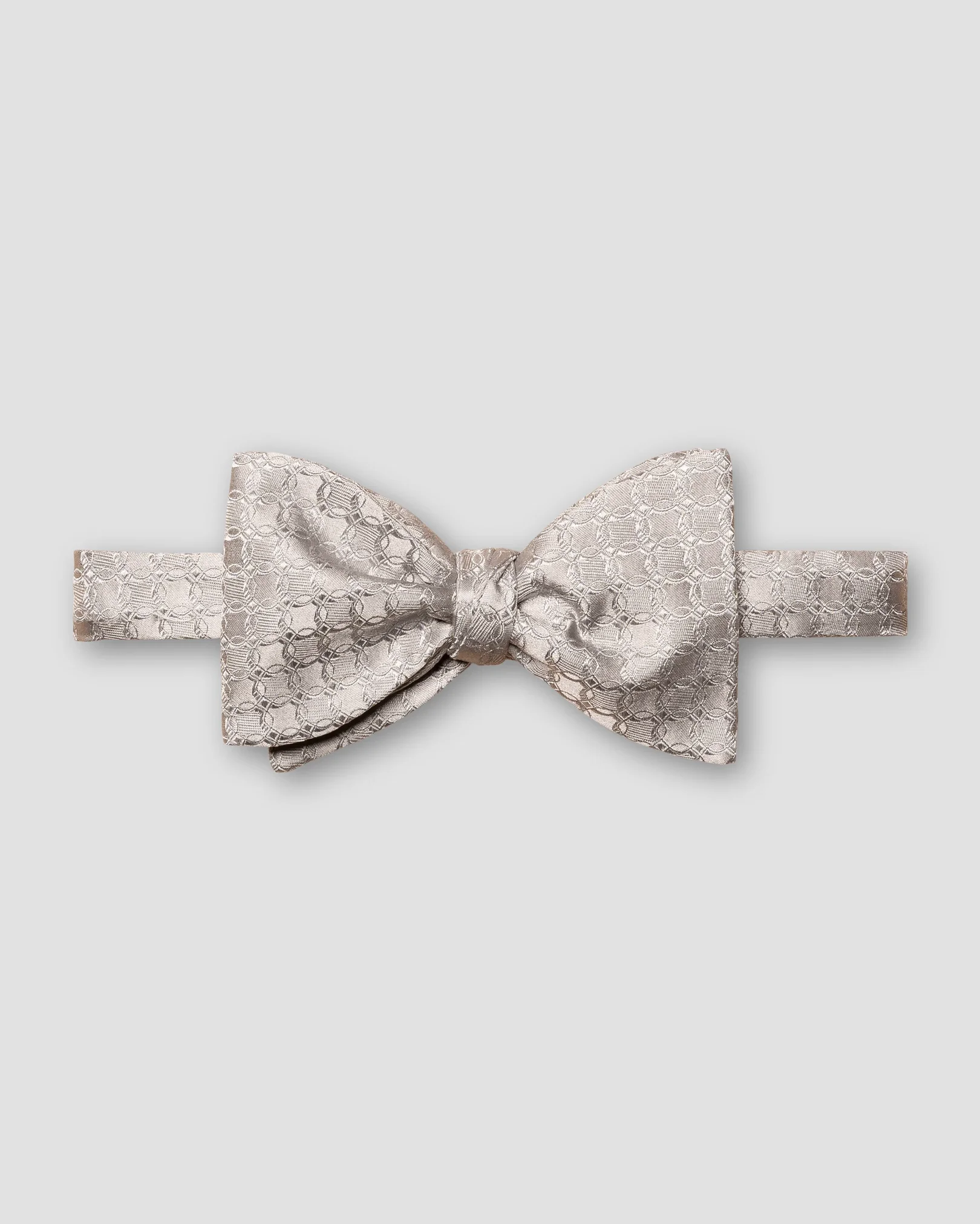 Eton - Light Grey Geometric Print Silk Bow Tie - Self Tied