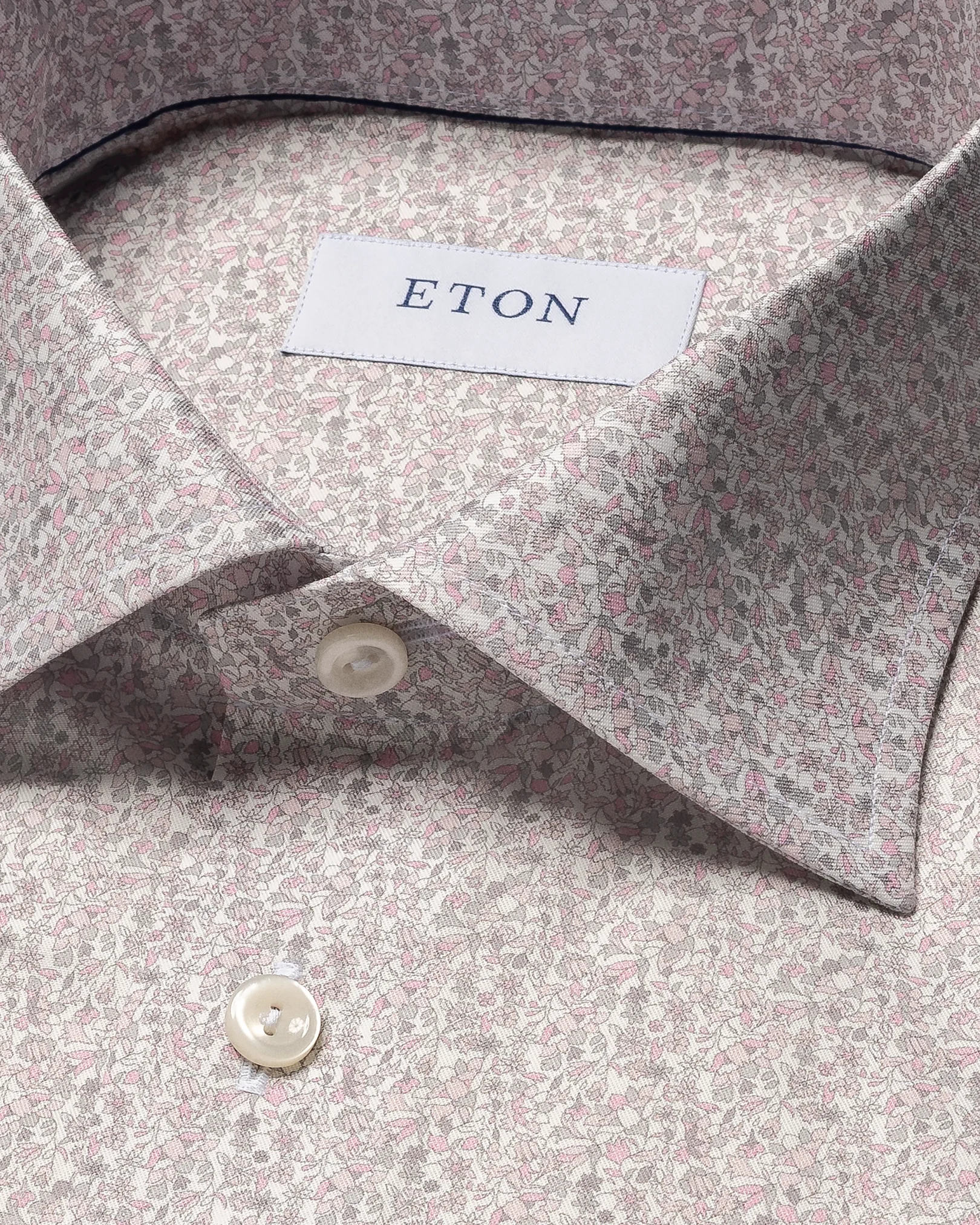 Eton - pink twill cutaway floral shirt