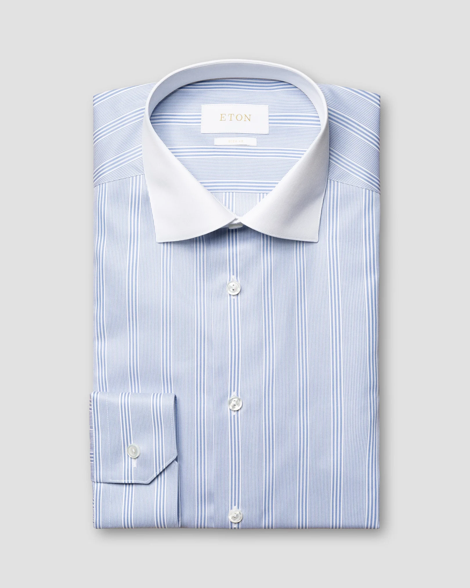 Eton - mid blue striped giza