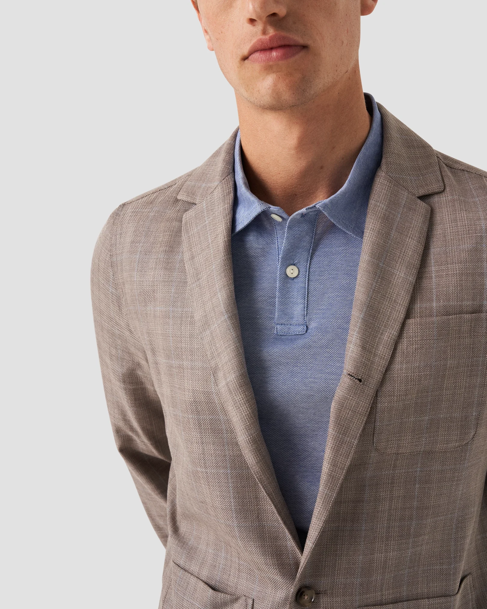 Eton - dark blue oxford pique polo shirt
