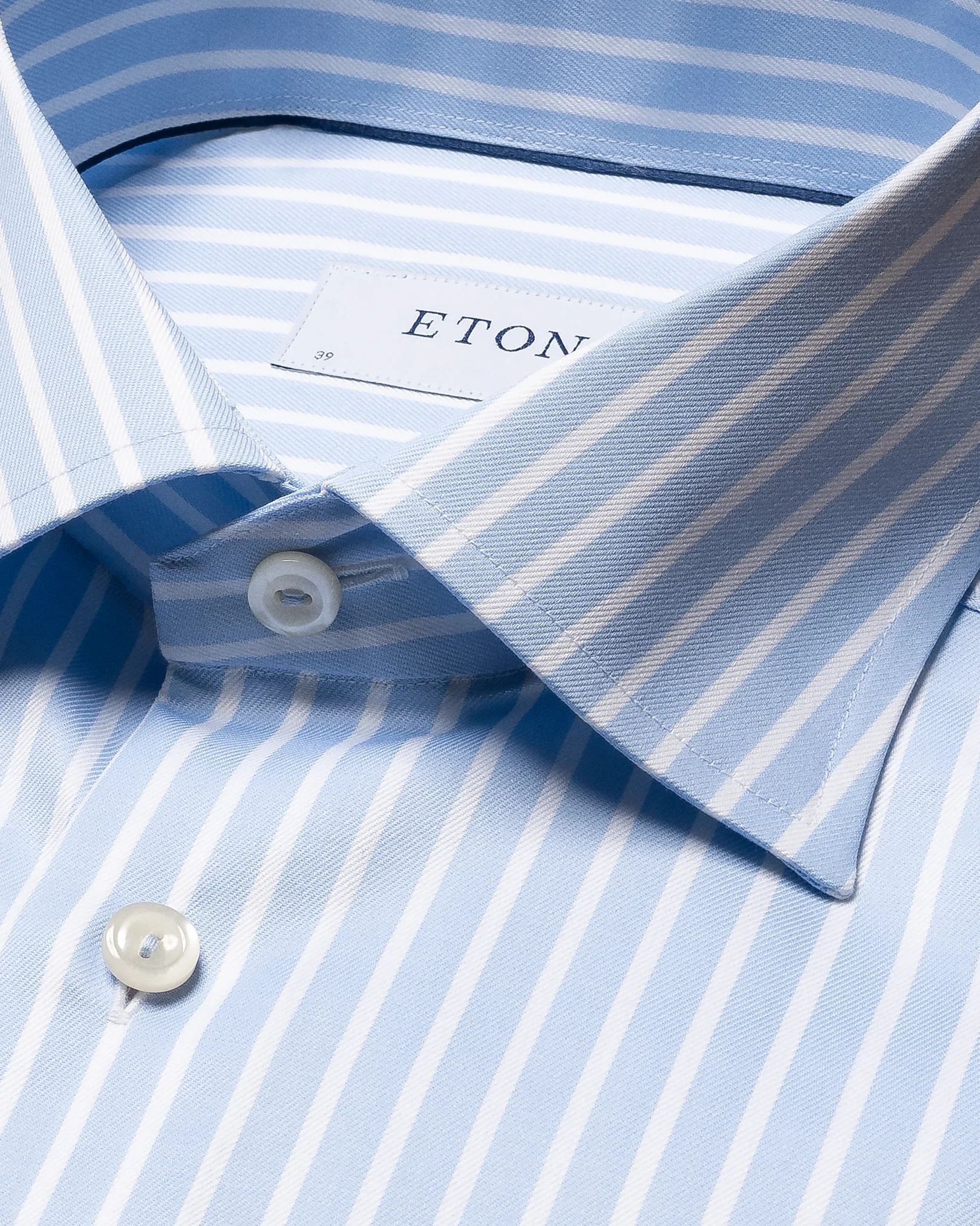 Eton - light blue signature twill bold stripe