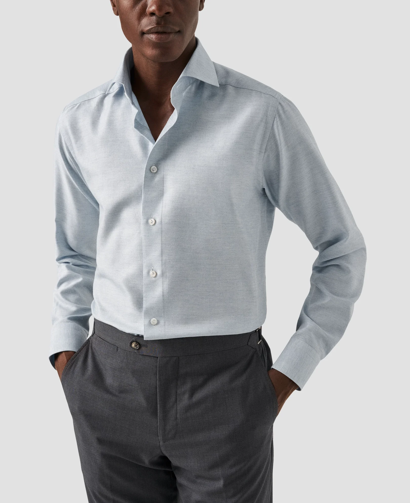 Eton - light blue herringbone