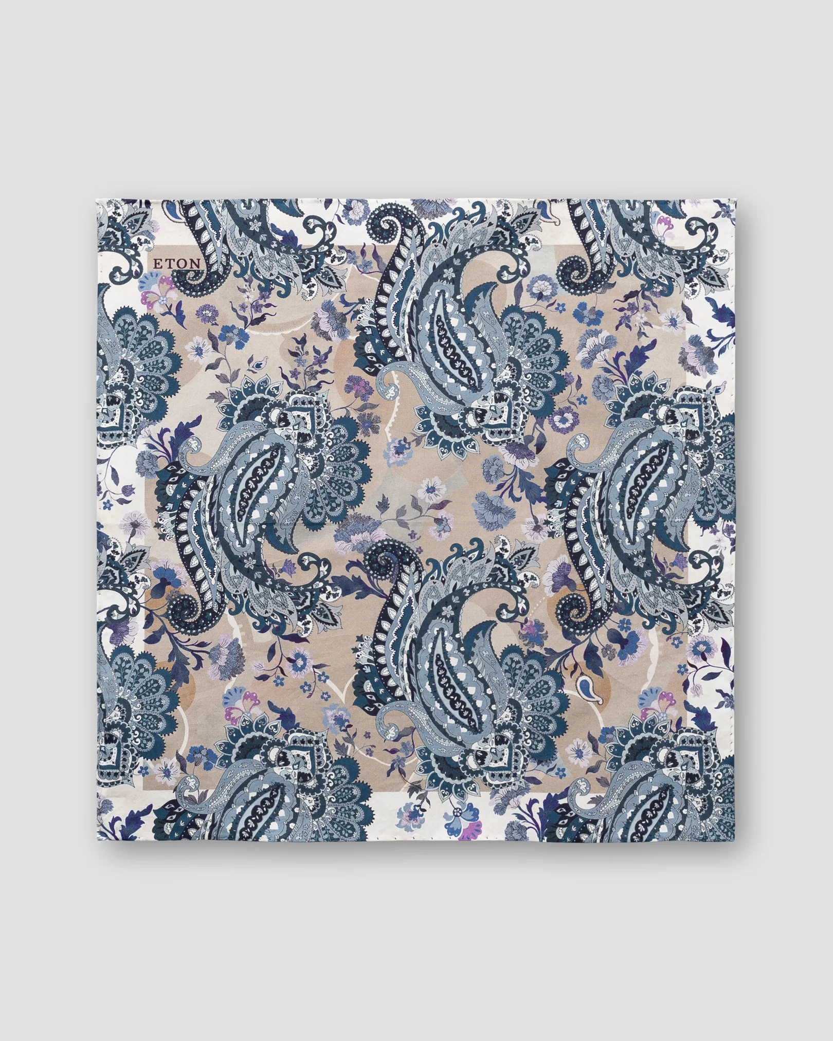 Eton - grey beige paisley pocket square