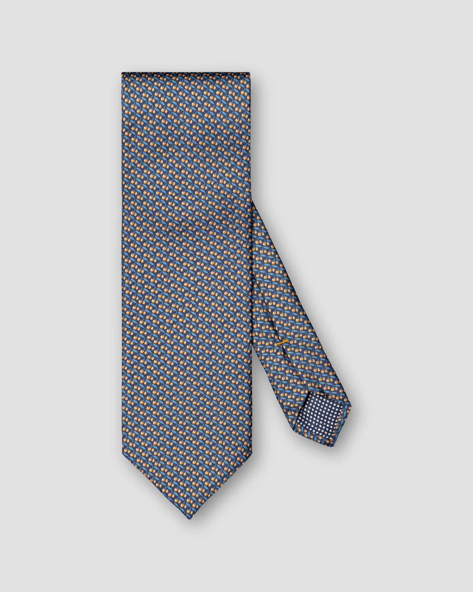 Eton - motif print silk tie mid blue