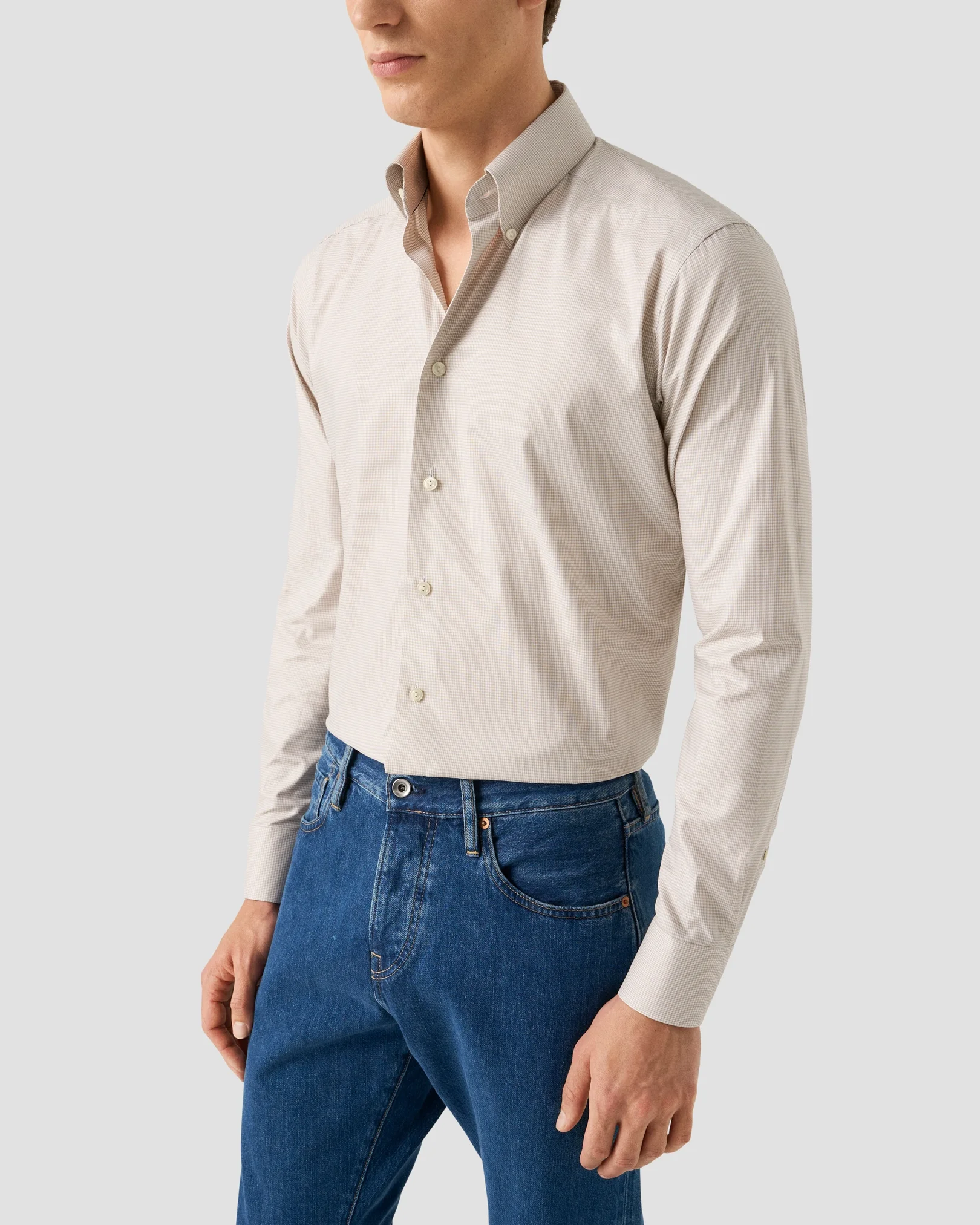 Eton - beige check signature oxfordshirt
