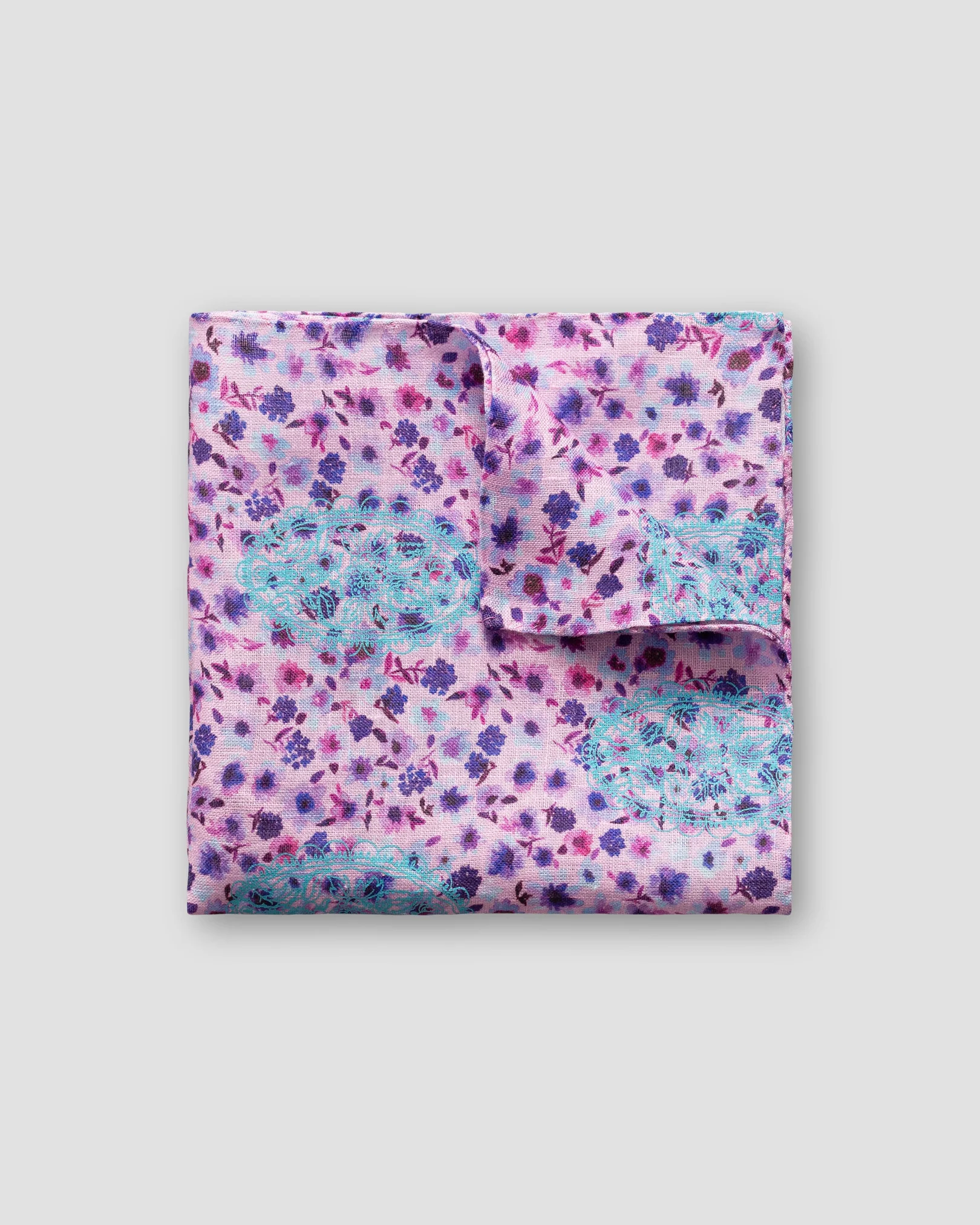 Eton - pink floral linen pocket square