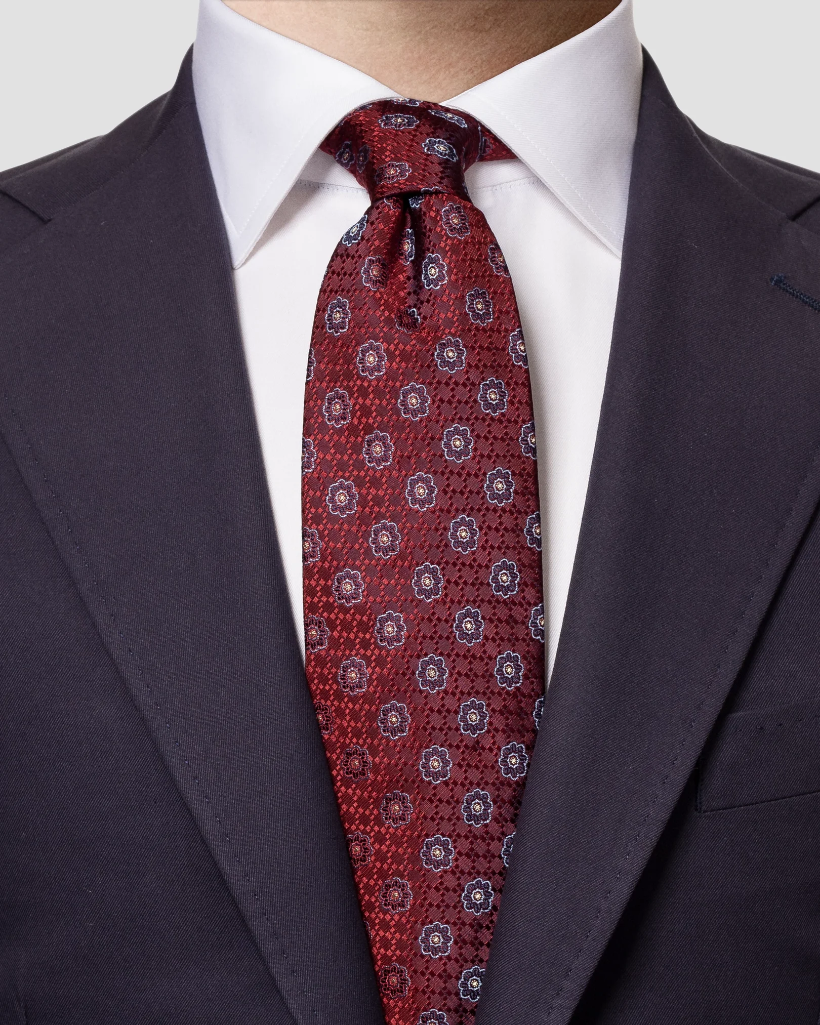 Eton - burgundy floral silk tie