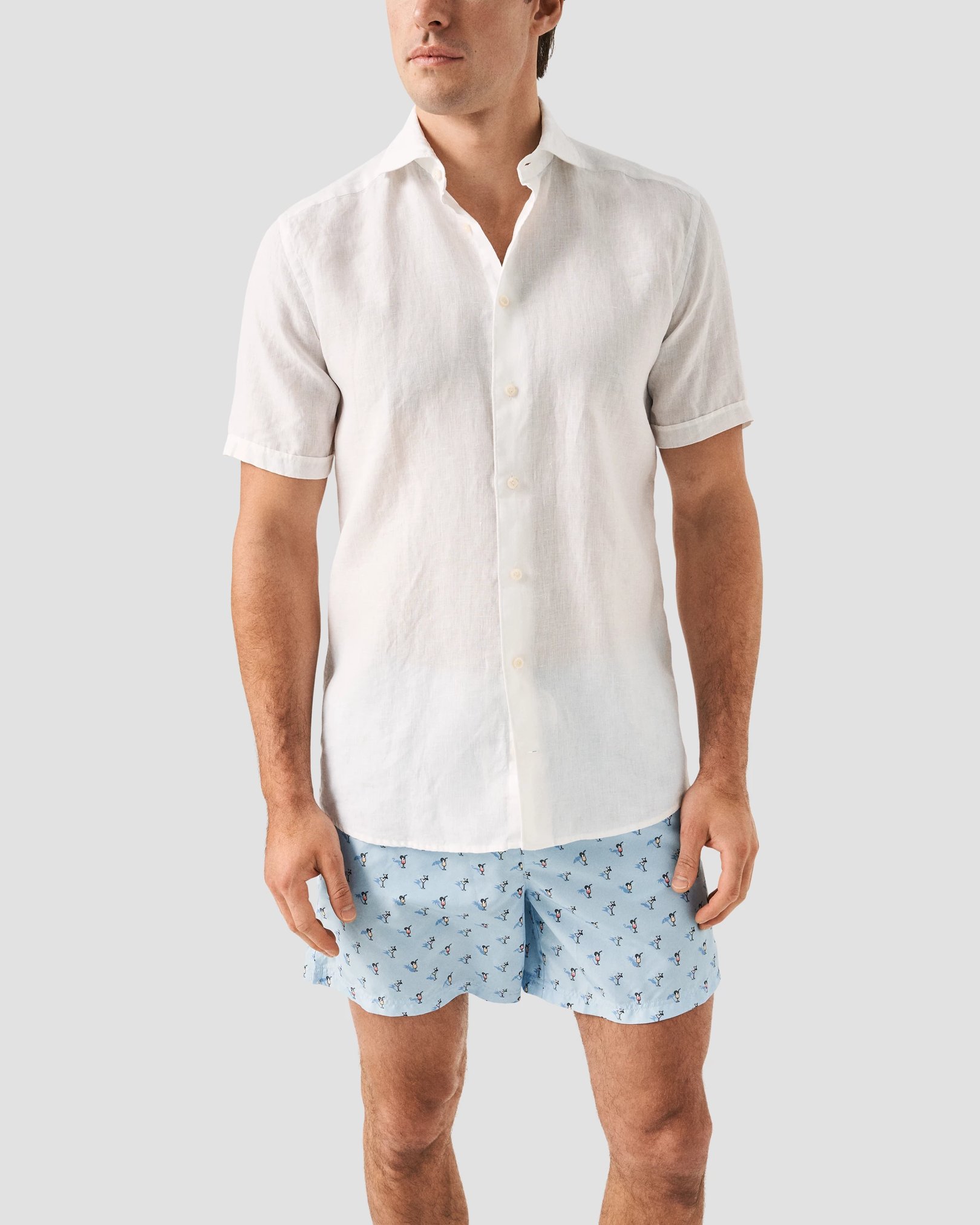 Eton - light blue drink printed swimshorts