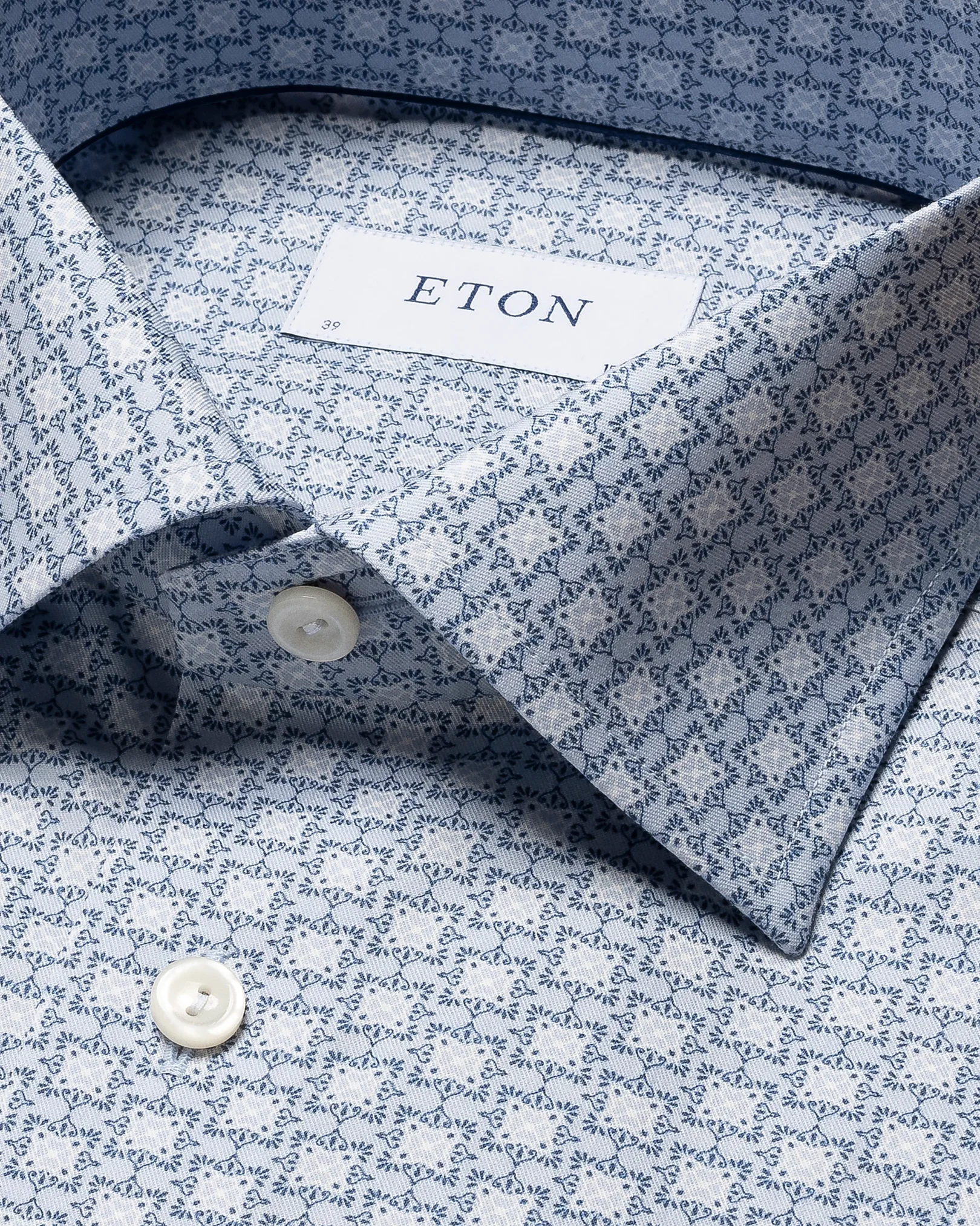 Eton - light blue printed signature twill shirt